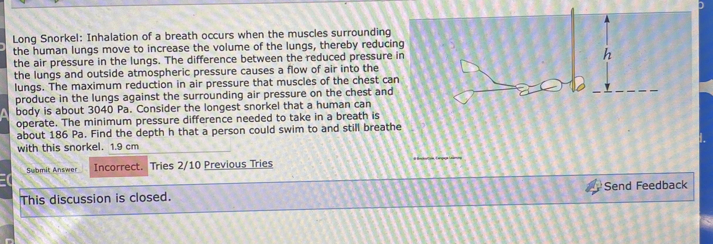Long Snorkel: Inhalation of a breath occurs when