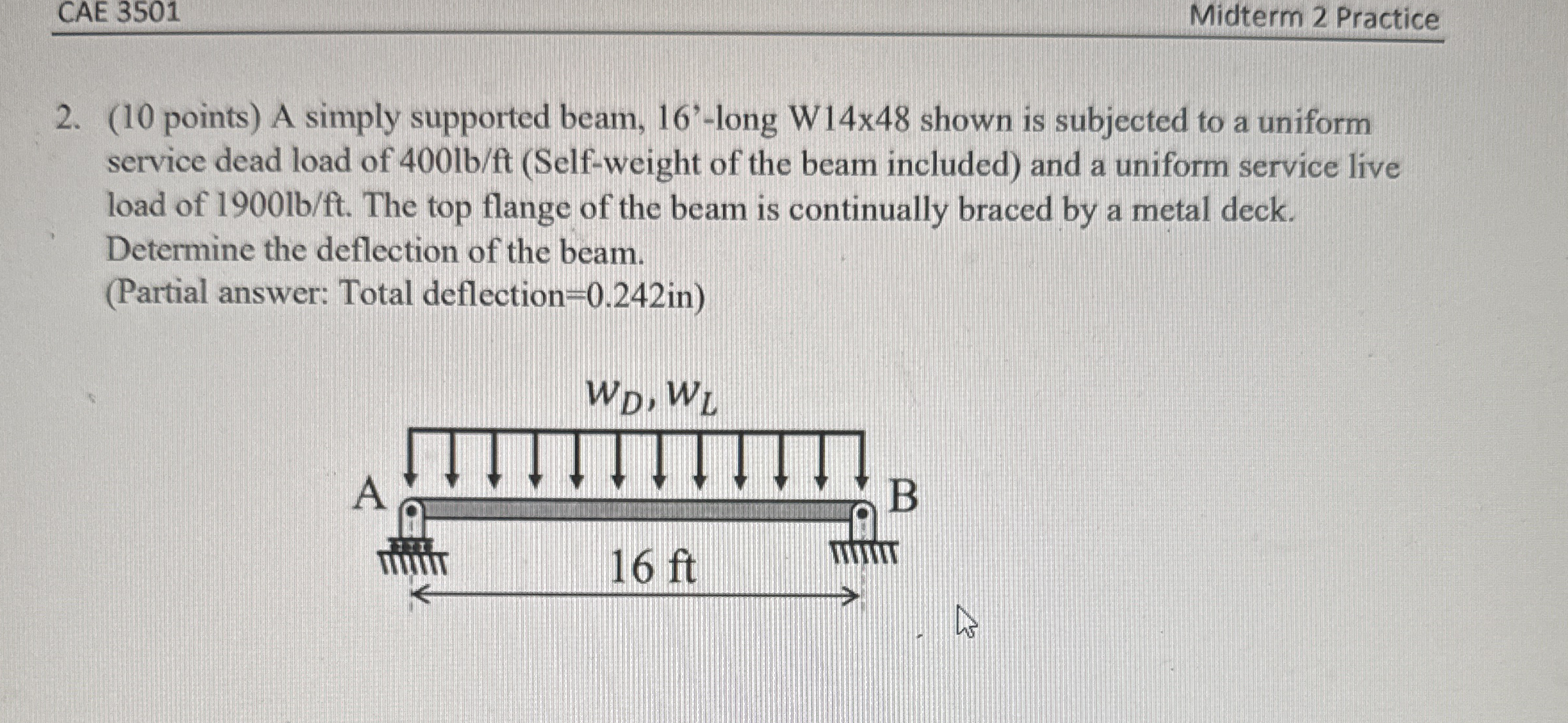 CAE 3 5 0 1 Midterm 2 Practice 2 . ( 1 0 points )