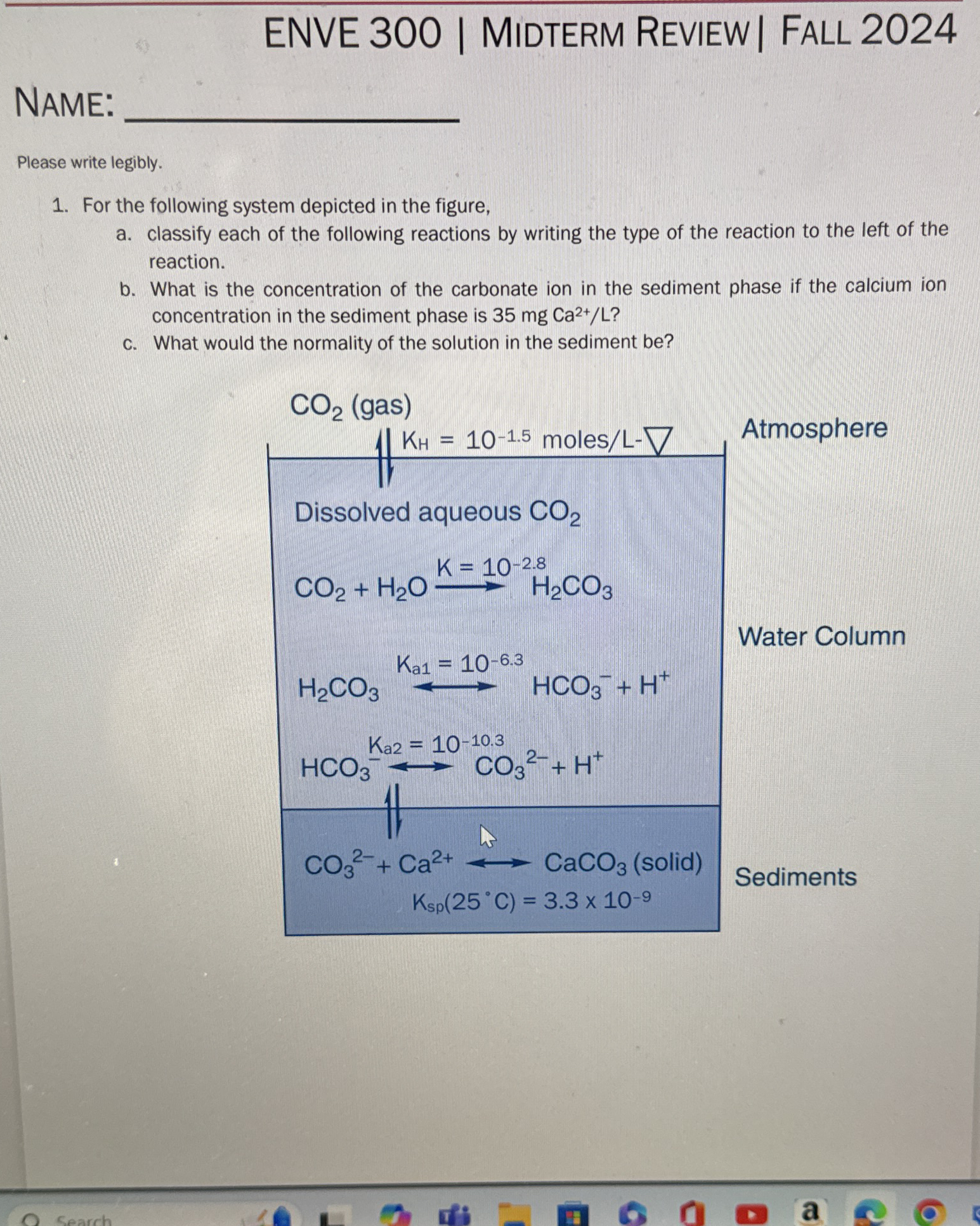 ENVE 3 0 0 | MIDTERM REVIEW | FALL 2 0 2 4 NAME: