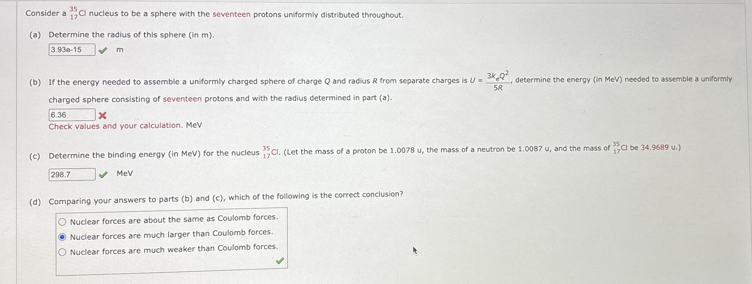 Consider a ? 1 7 3 5 C l nucleus to be a sphere