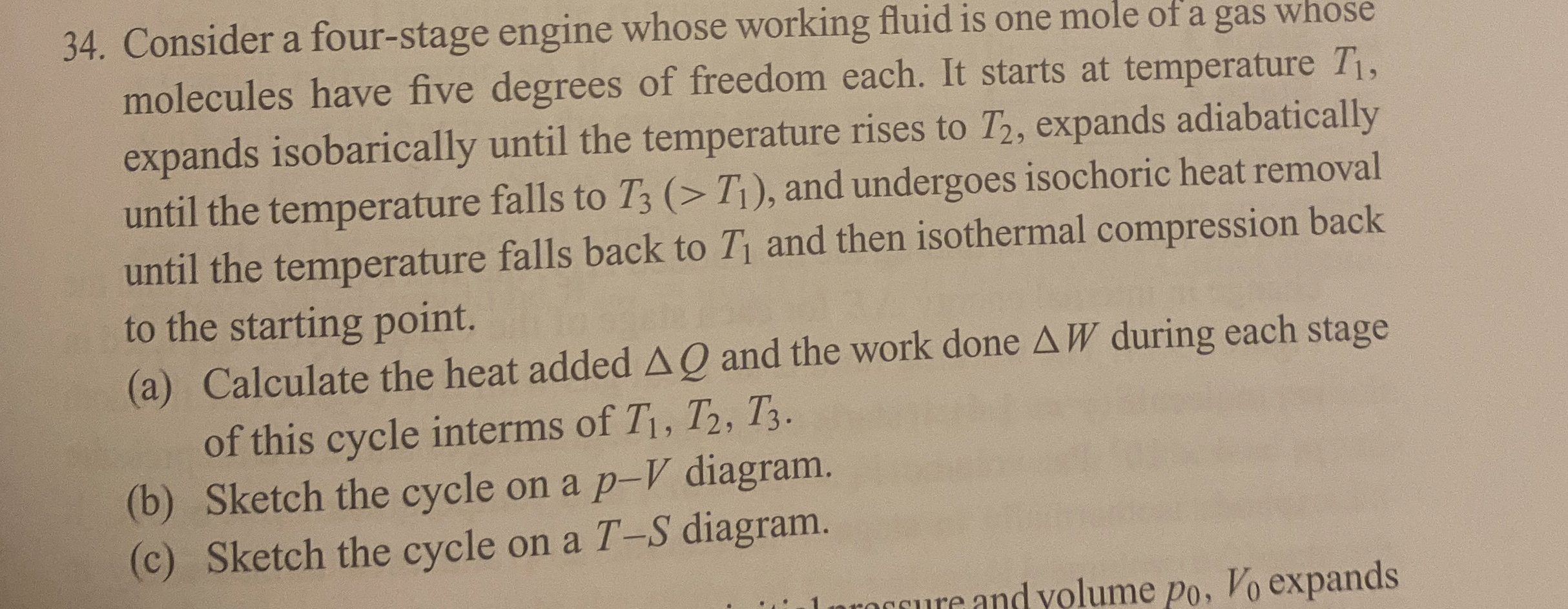 Consider a four - stage engine whose working