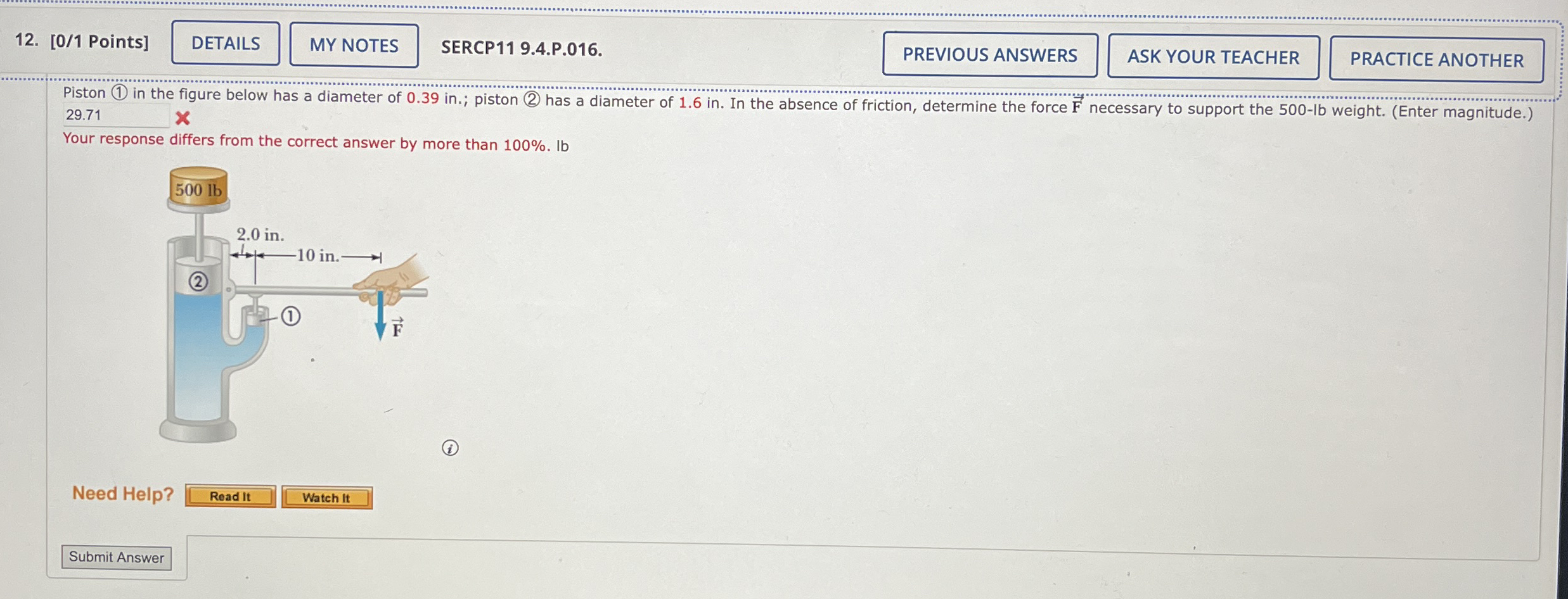 [ 0 / 1 Points ] SERCP 1 1 9 . 4 . P . 0 1 6 .
