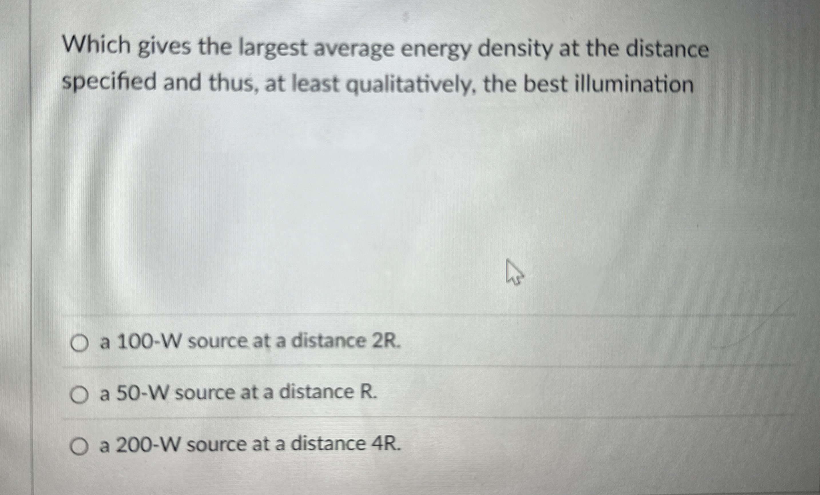 Which gives the largest average energy density at