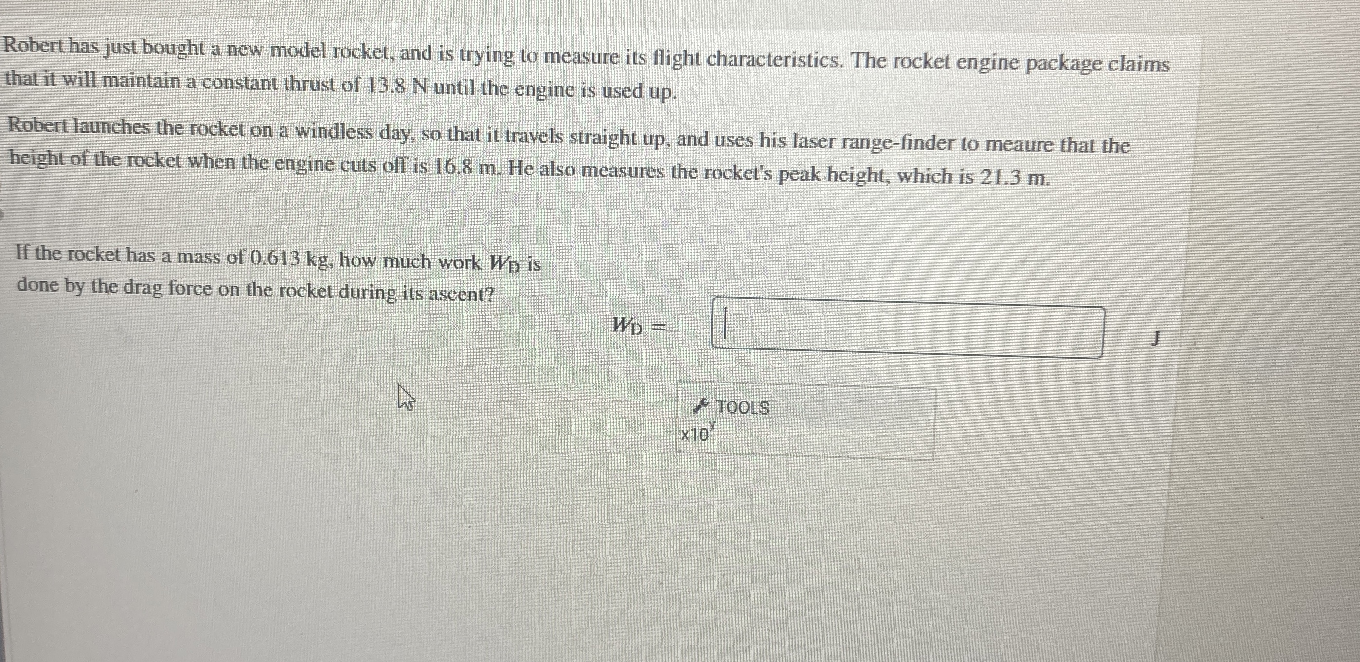 Robert has just bought a new model rocket, and is