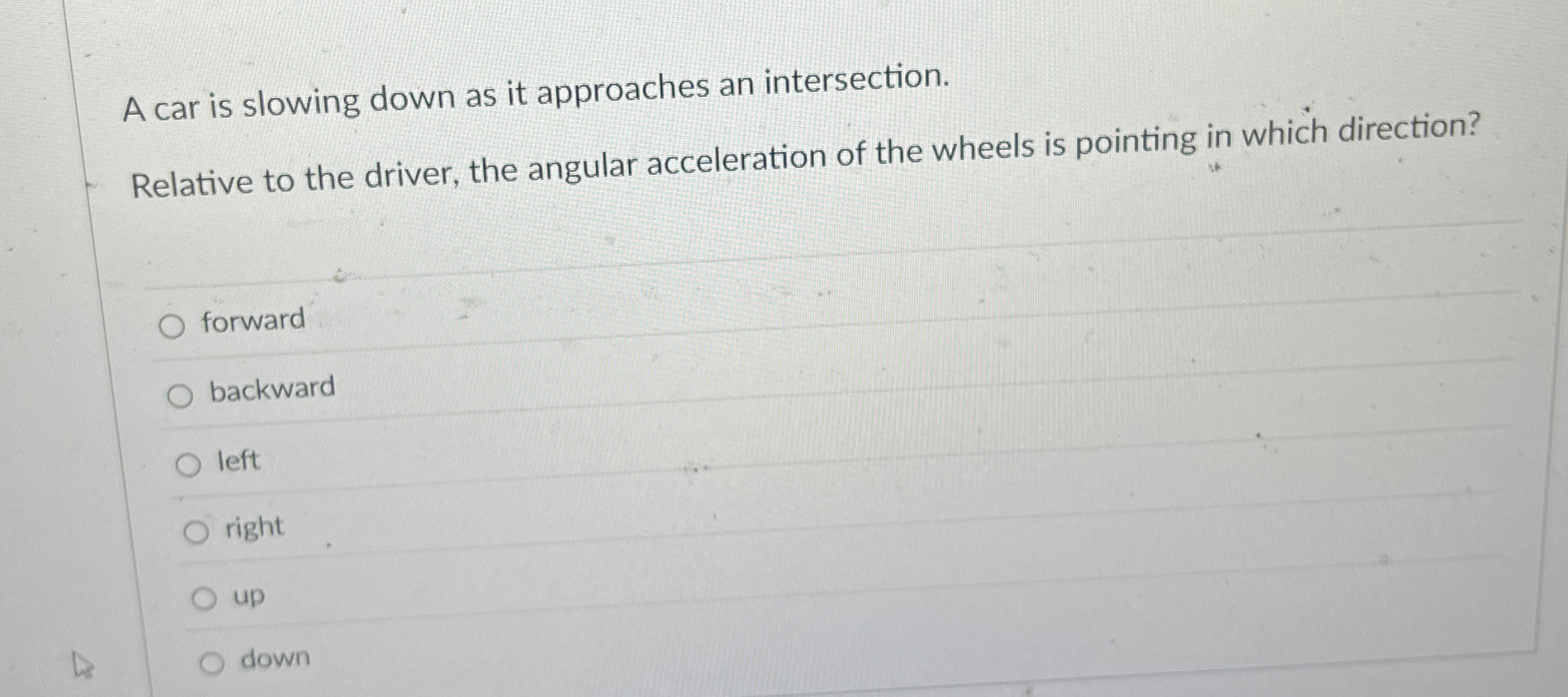 A car is slowing down as it approaches an