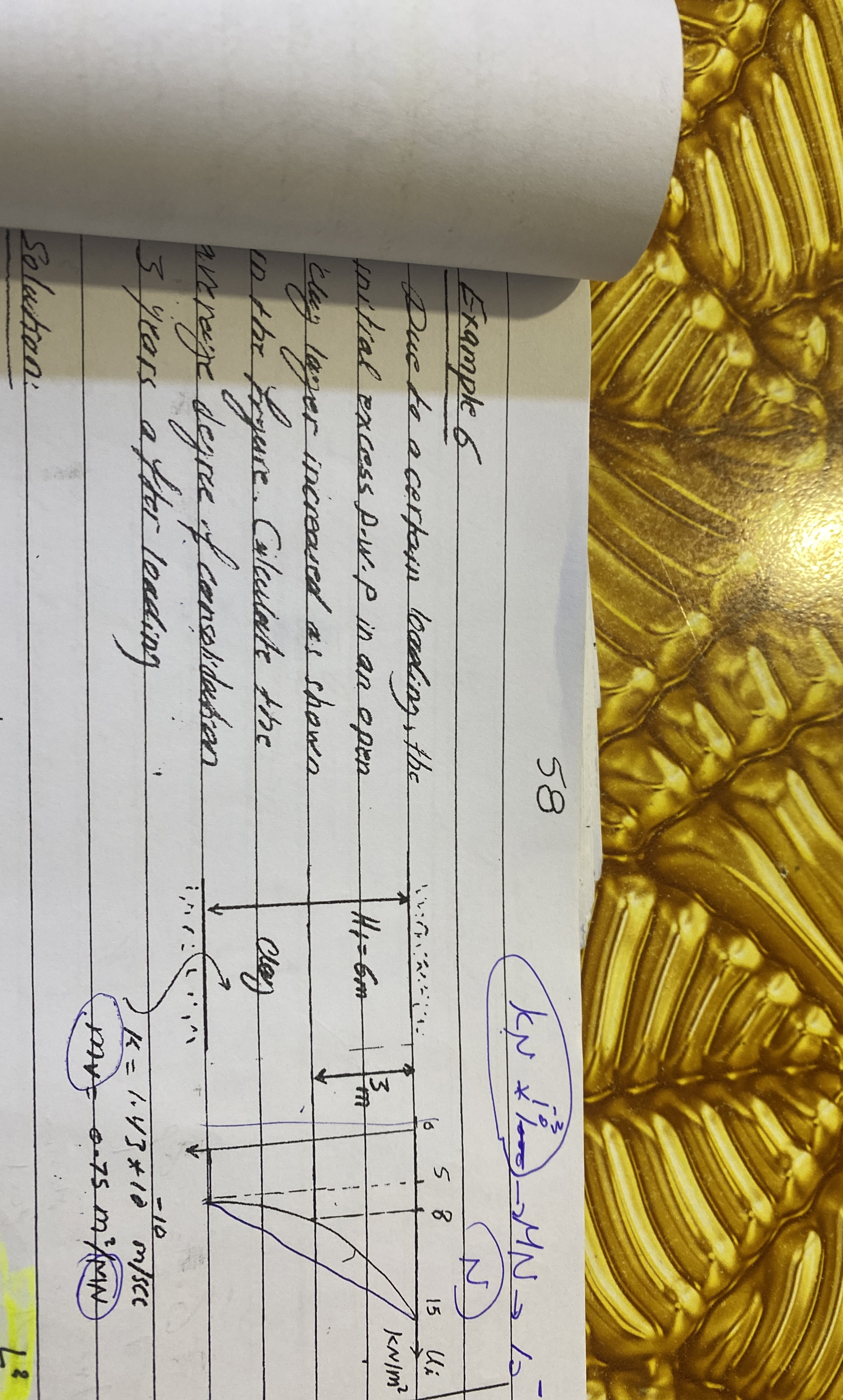 Example 5 8 Due to a certain loading, the enitial