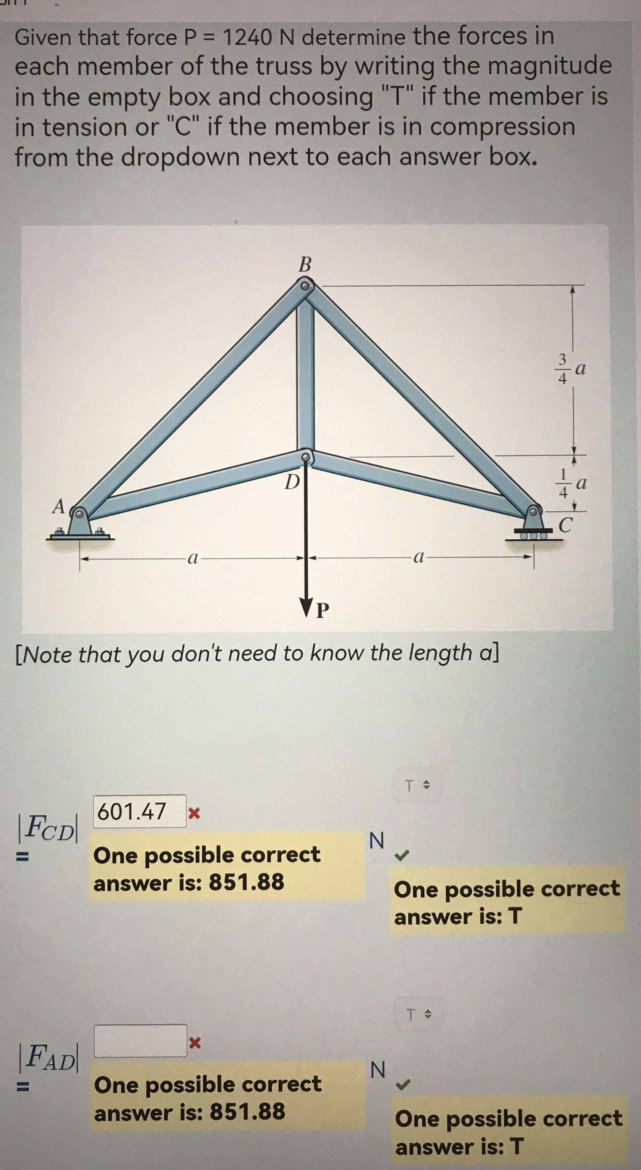 Given that force P = 1 2 4 0 N determine the