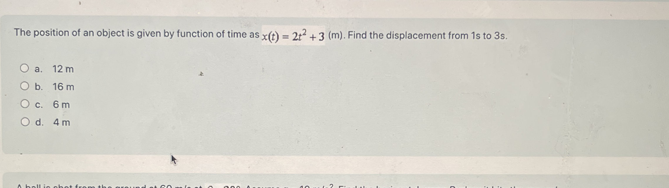 The position of an object is given by function of