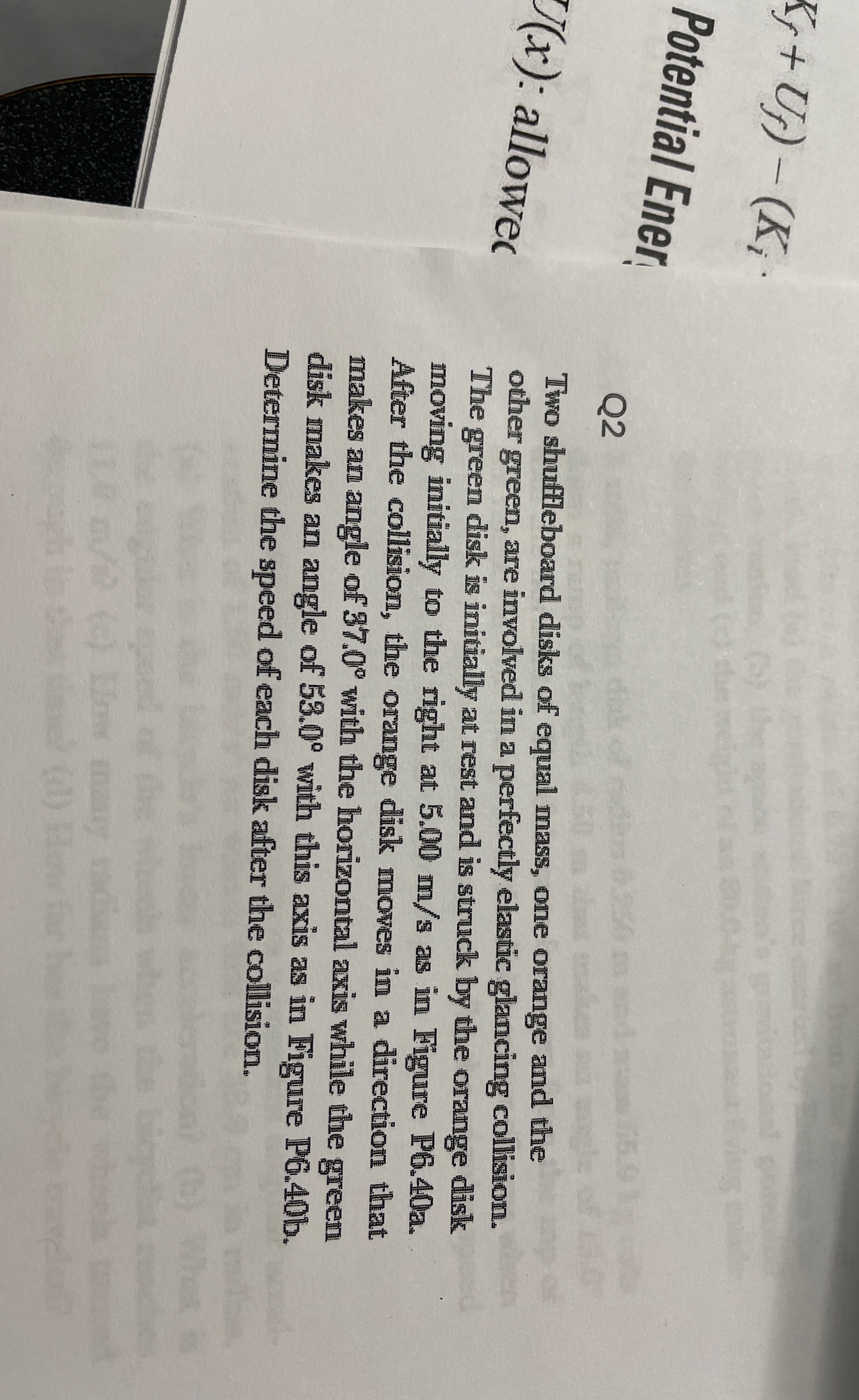 Potential Ener! Q 2 U ( x ) : allowes Two