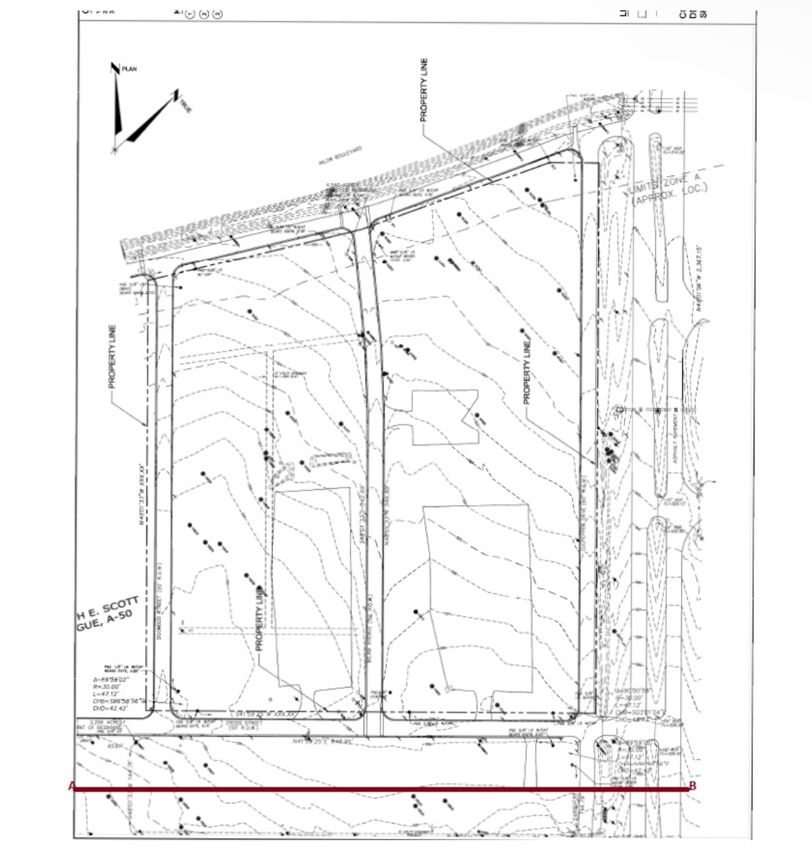 Using the contour map provided, to lay out the
