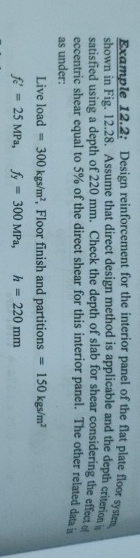 Example 1 2 . 2 : Design reinforcement for the