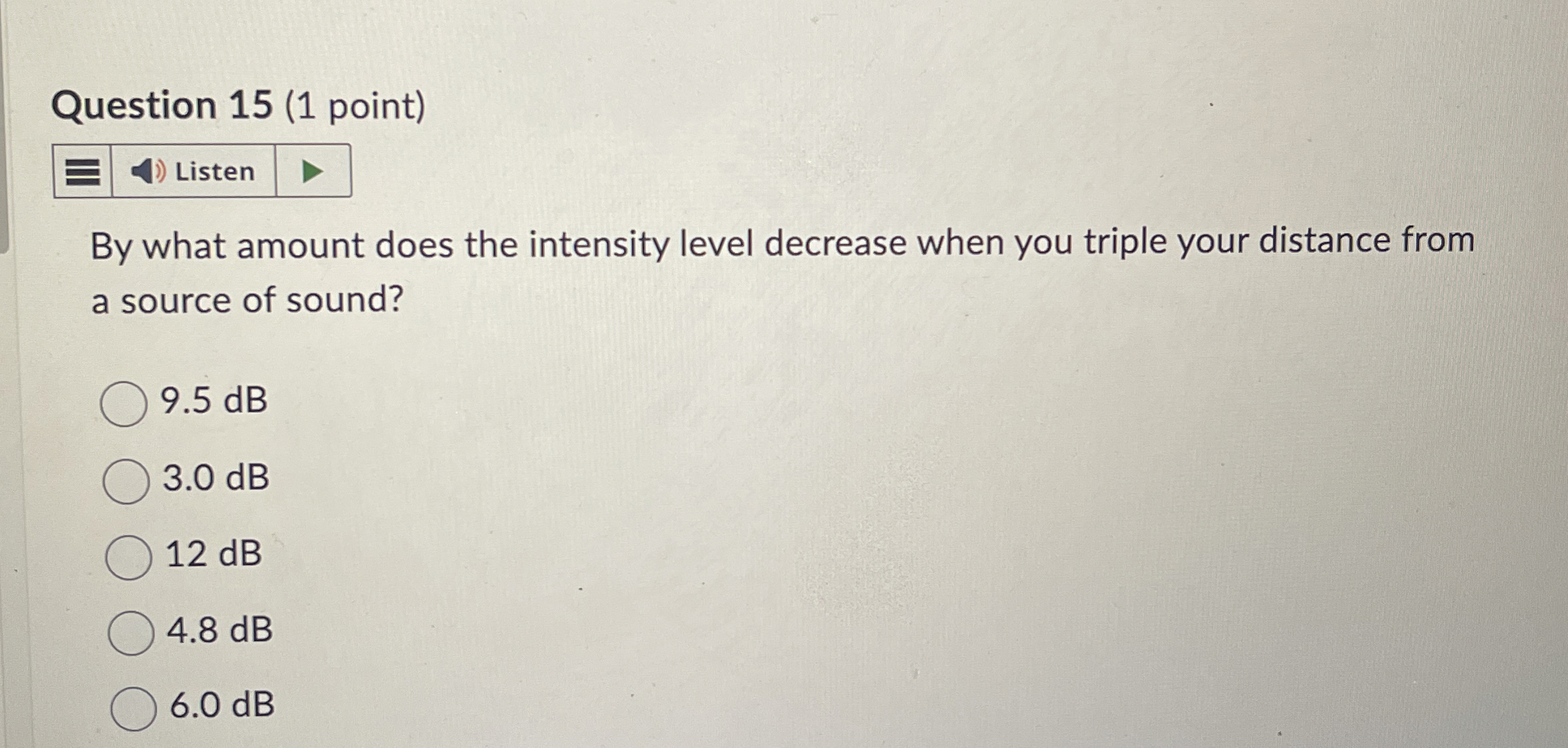 Question 1 5 ( 1 point ) By what amount does the