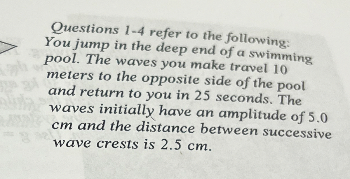 Questions 1 - 4 refer to the following: You jump