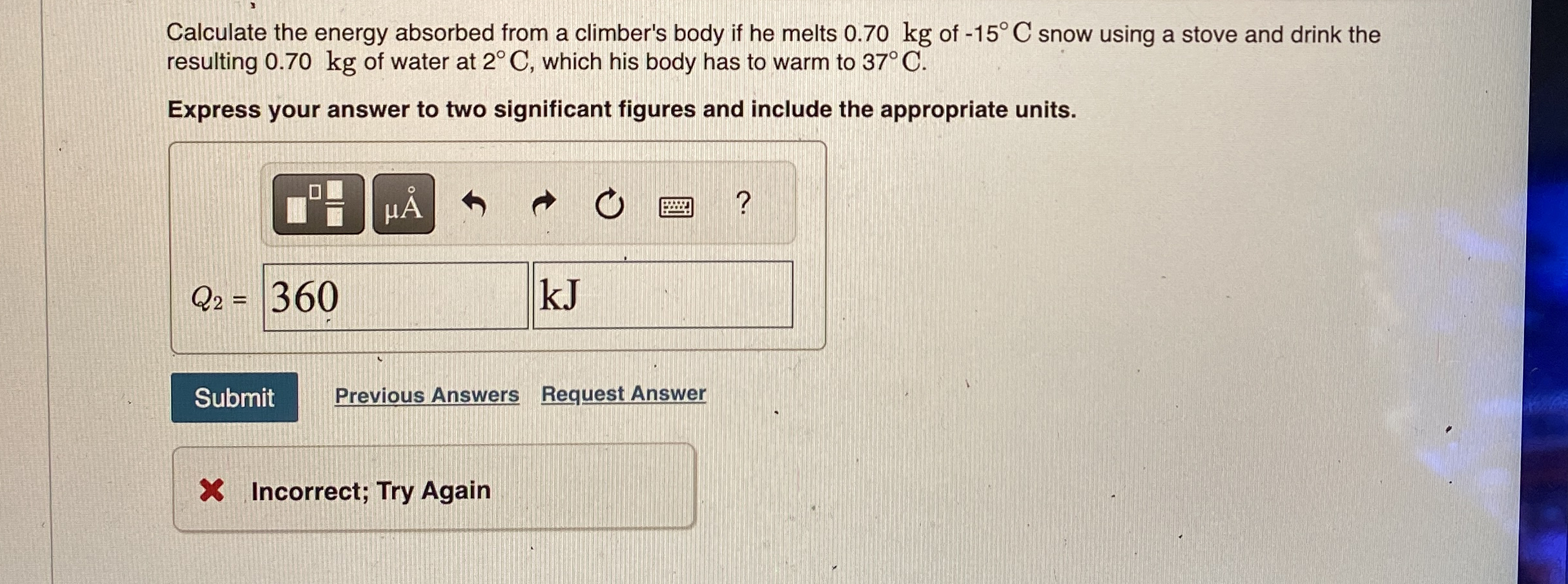 Calculate the energy absorbed from a climber's