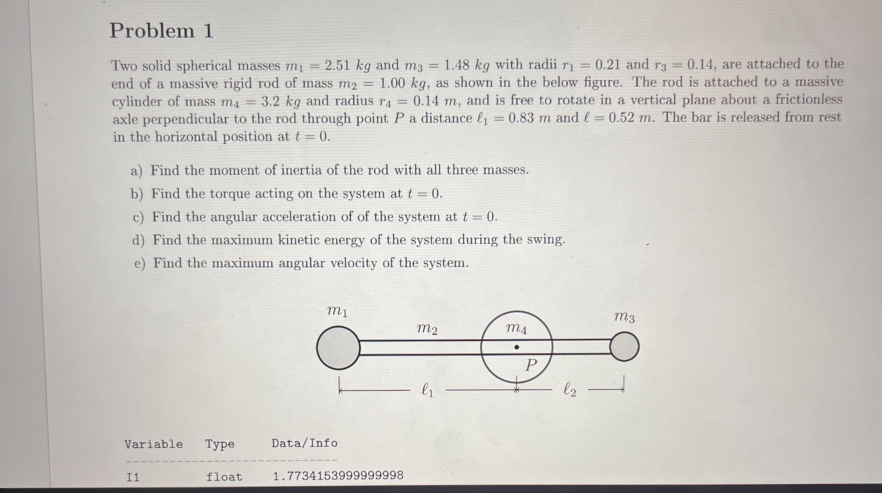 Problem 1 Two solid spherical masses m 1 = 2 . 5