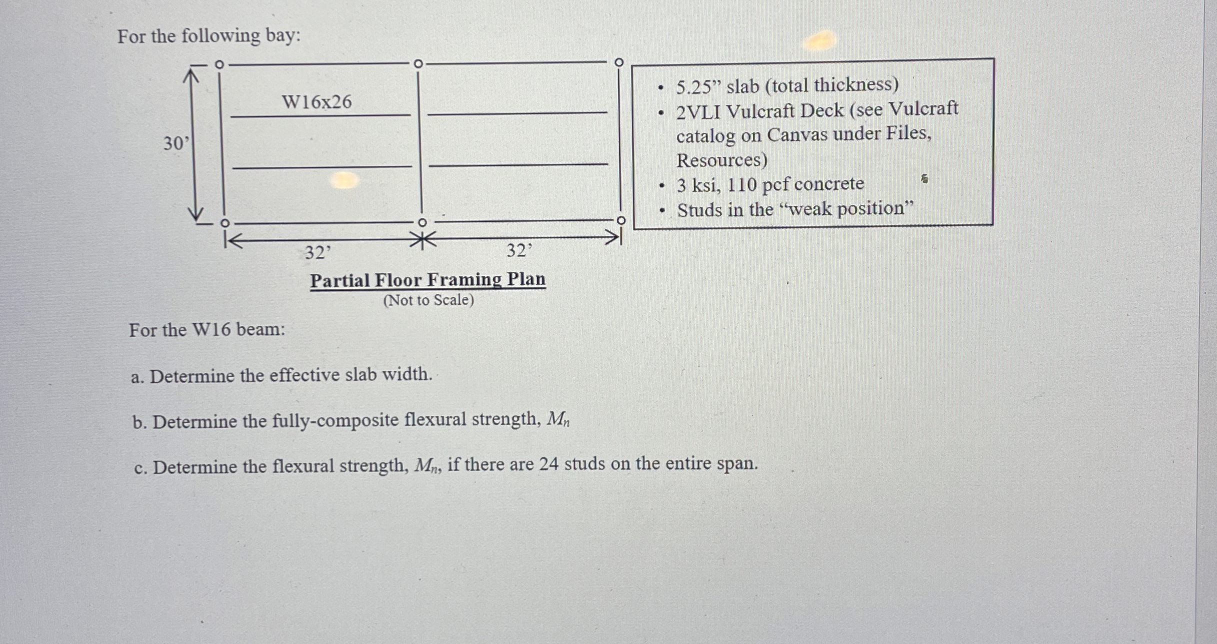 Fc For the W 1 6 beam: a . Determine the