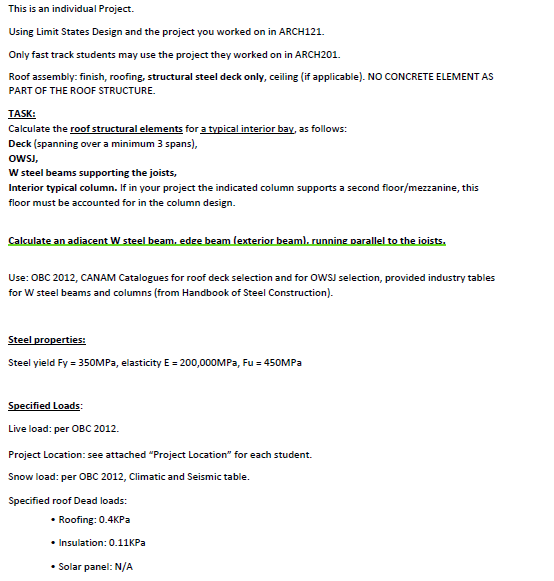 This is an individual Project. Using Limit States