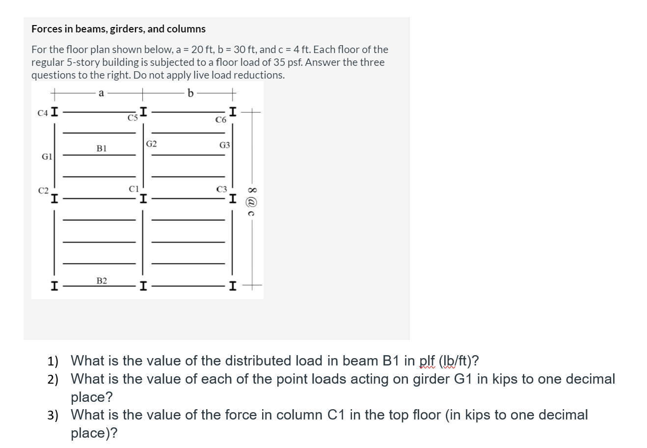 For the floor plan shown below, a = 2 0 ft , b =