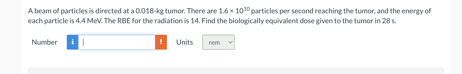 A beam of particles is directed at a 0 . 0 1 8 -