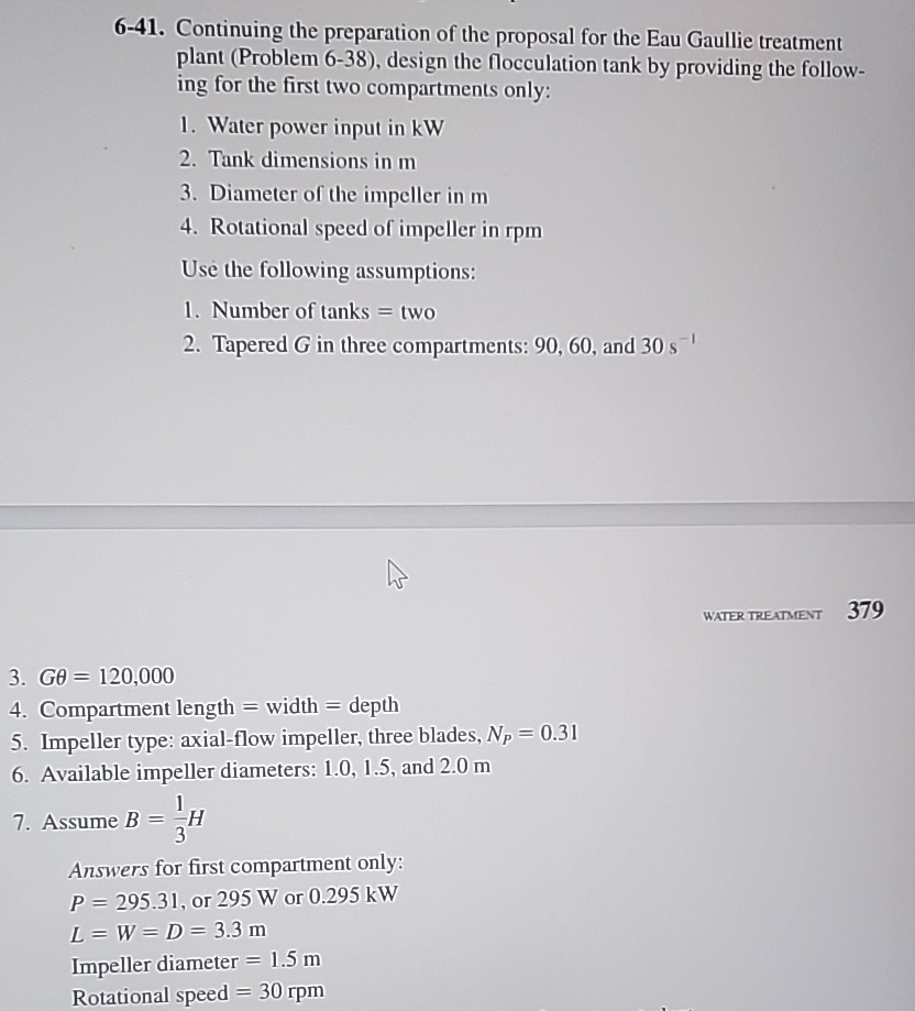 6 - 4 1 . design the flocculation tank by