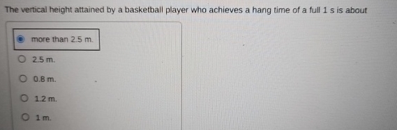 The vertical height attained by a basketball