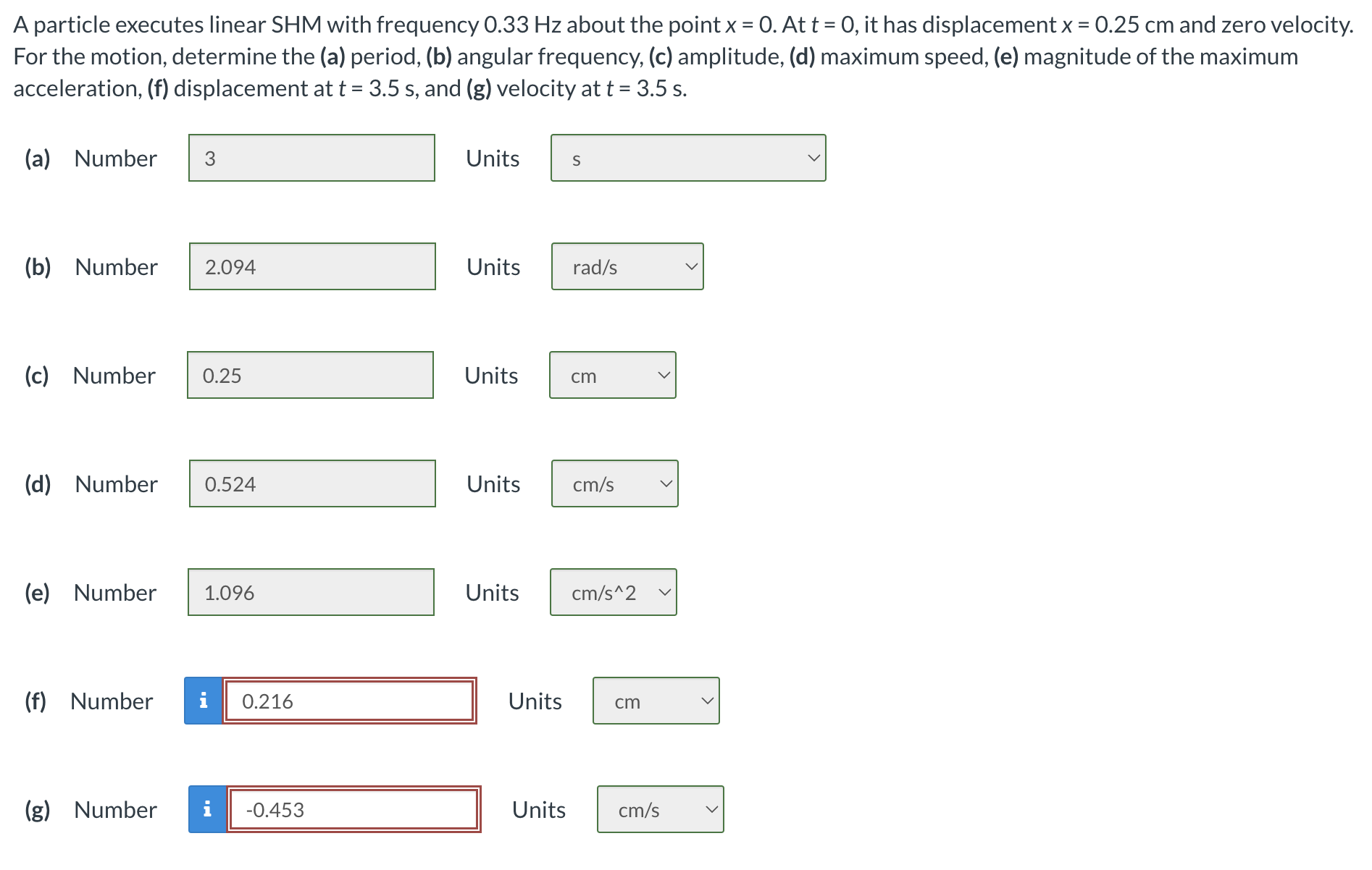 I am in desperate need of the answers for ( g )