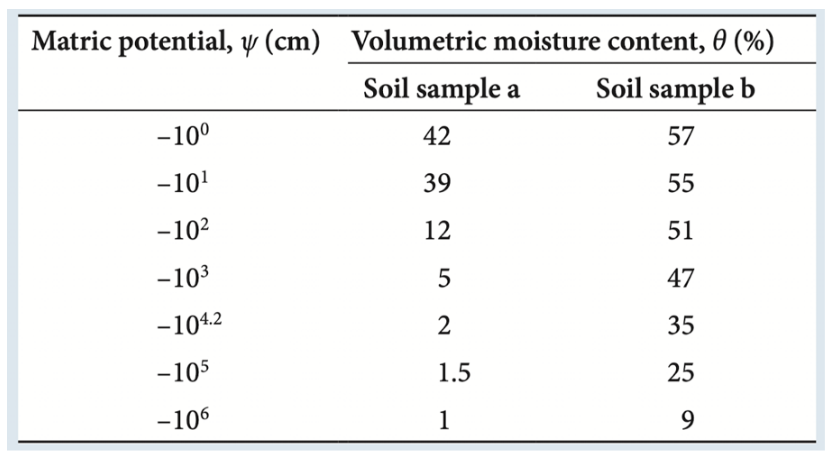 Two soil core samples are saturated with water