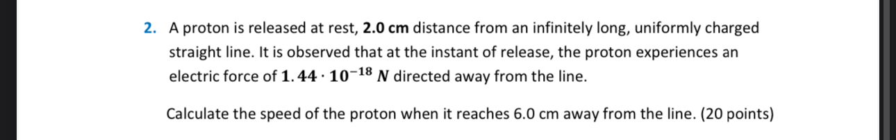 A proton is released at rest, 2 . 0 c m distance