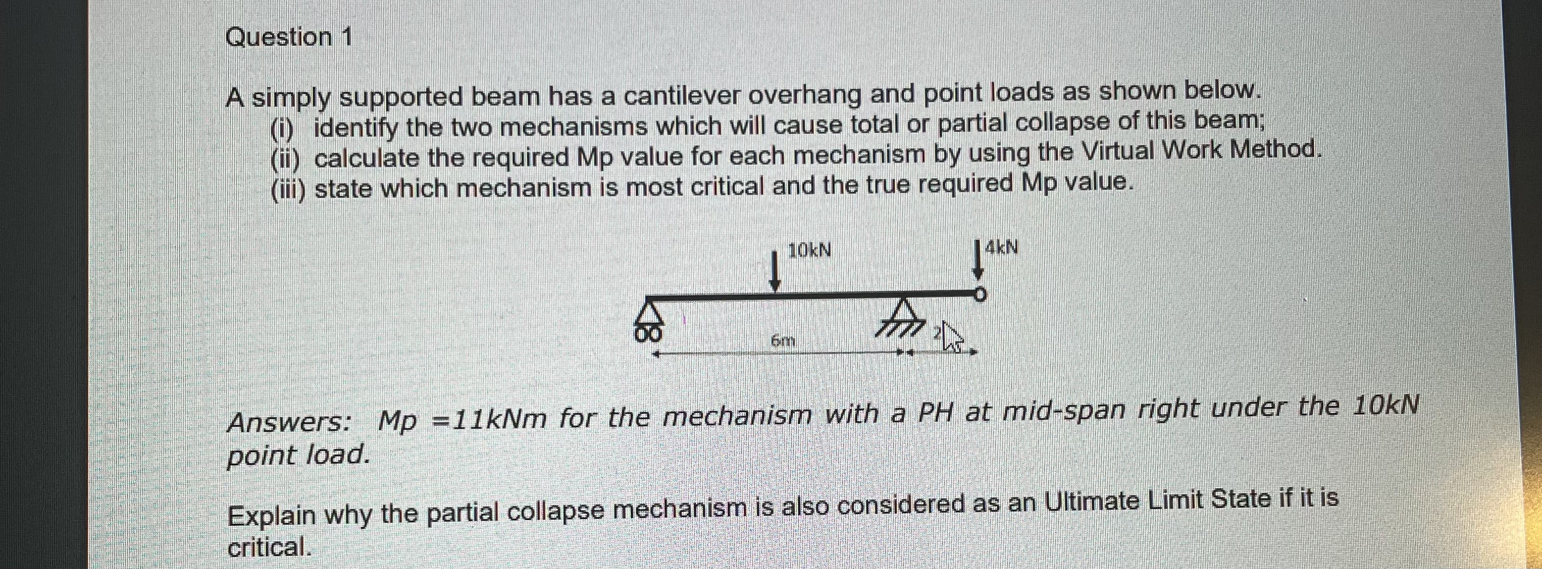 Question 1 A simply supported beam has a