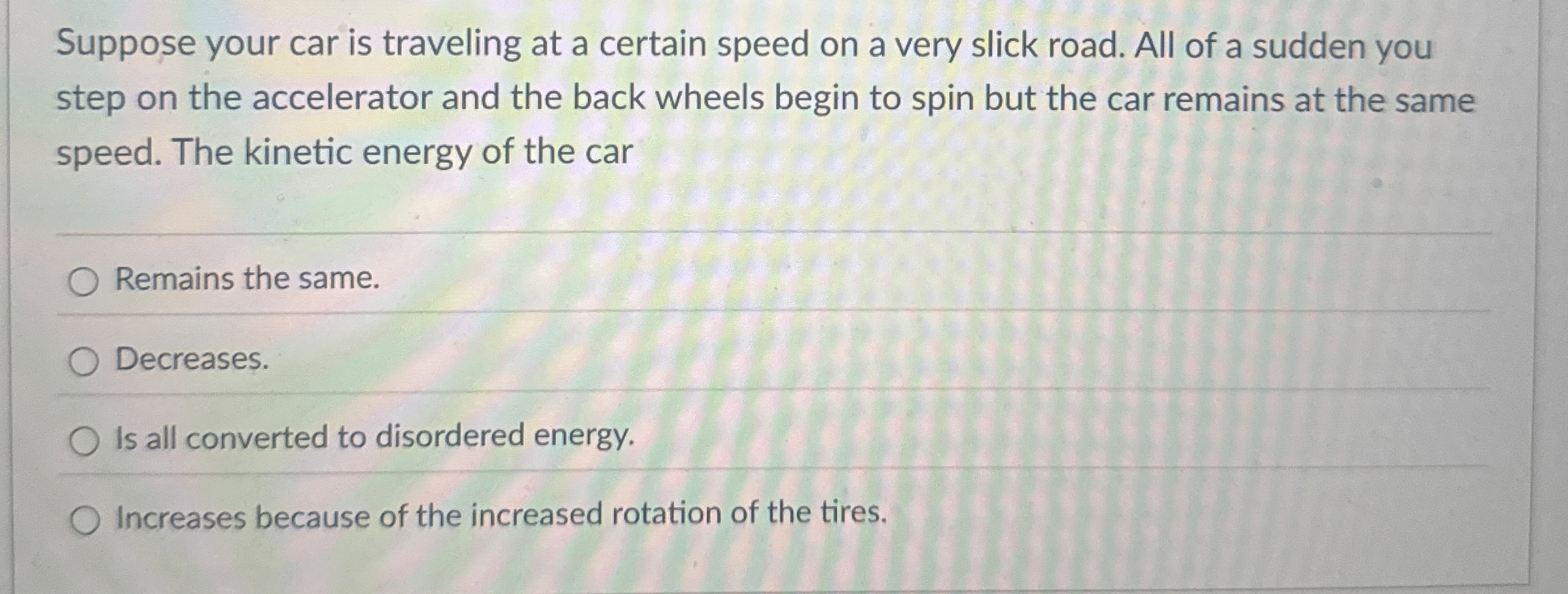 Suppose your car is traveling at a certain speed