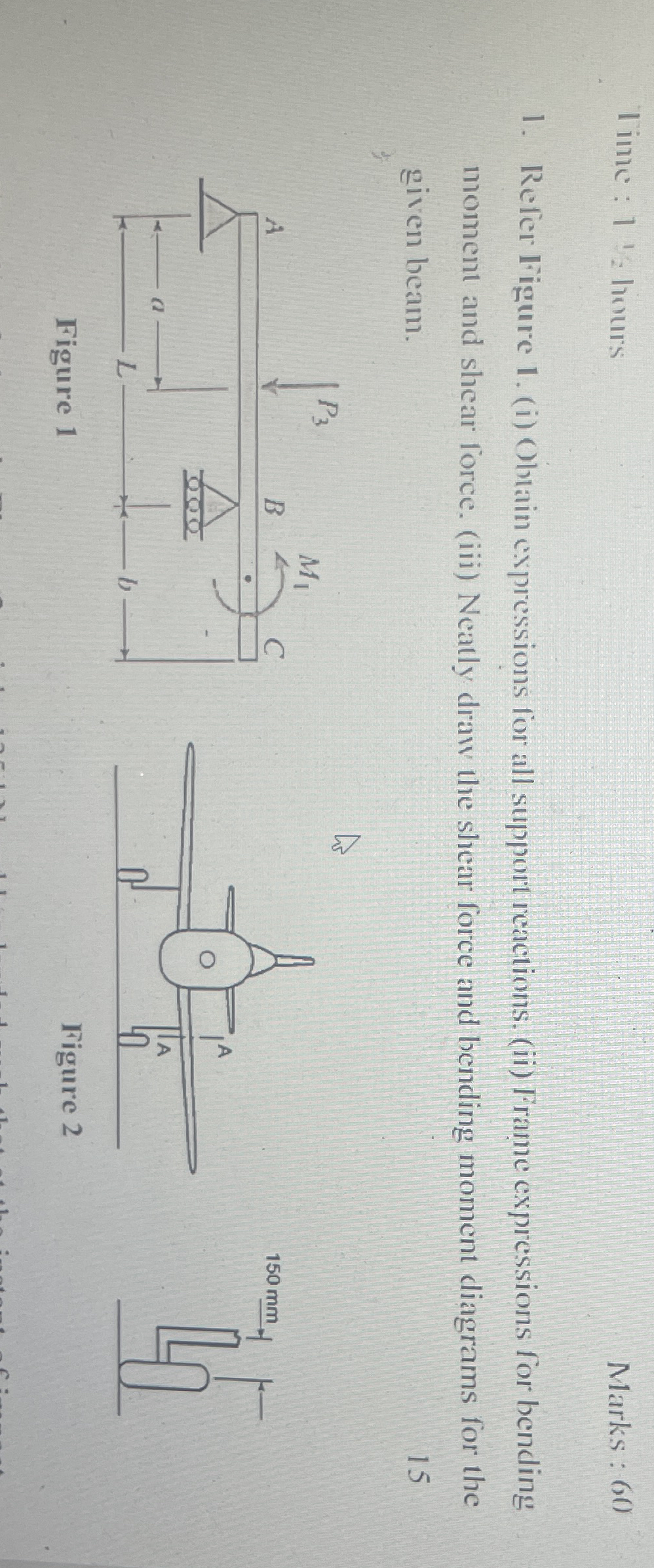Refer Figure 1 . ( i ) Obtain expressions for all