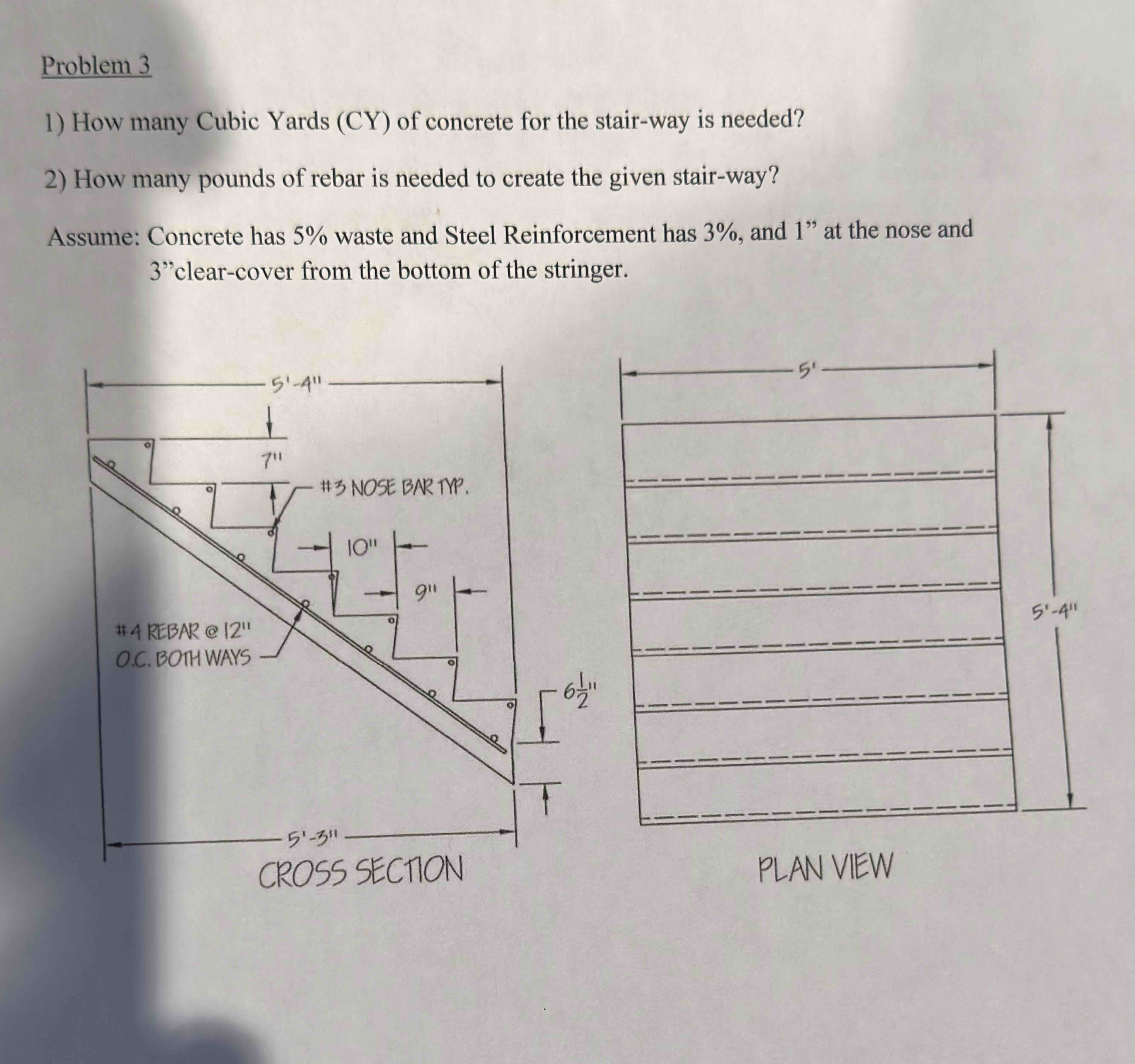 Problem 3 1 ) How many Cubic Yards ( CY ) of