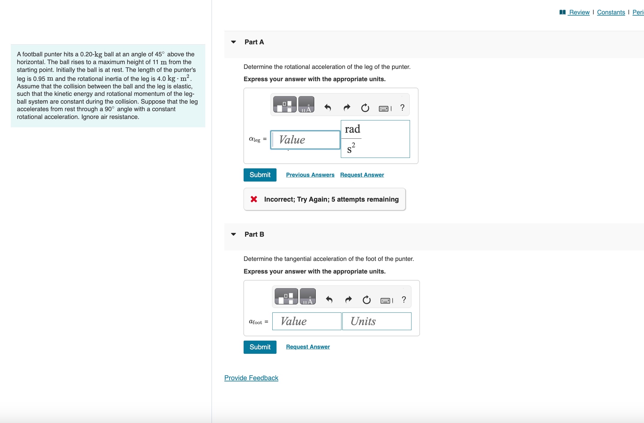 A football punter hits a 0 . 2 0 - k g ball at an