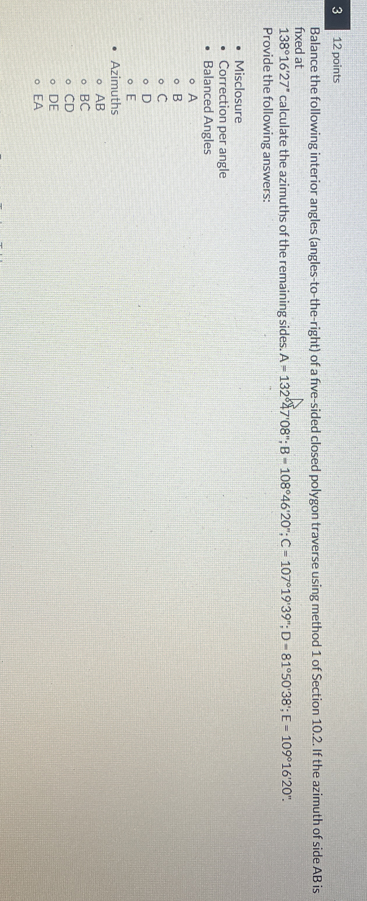 3 1 2 points Balance the following interior