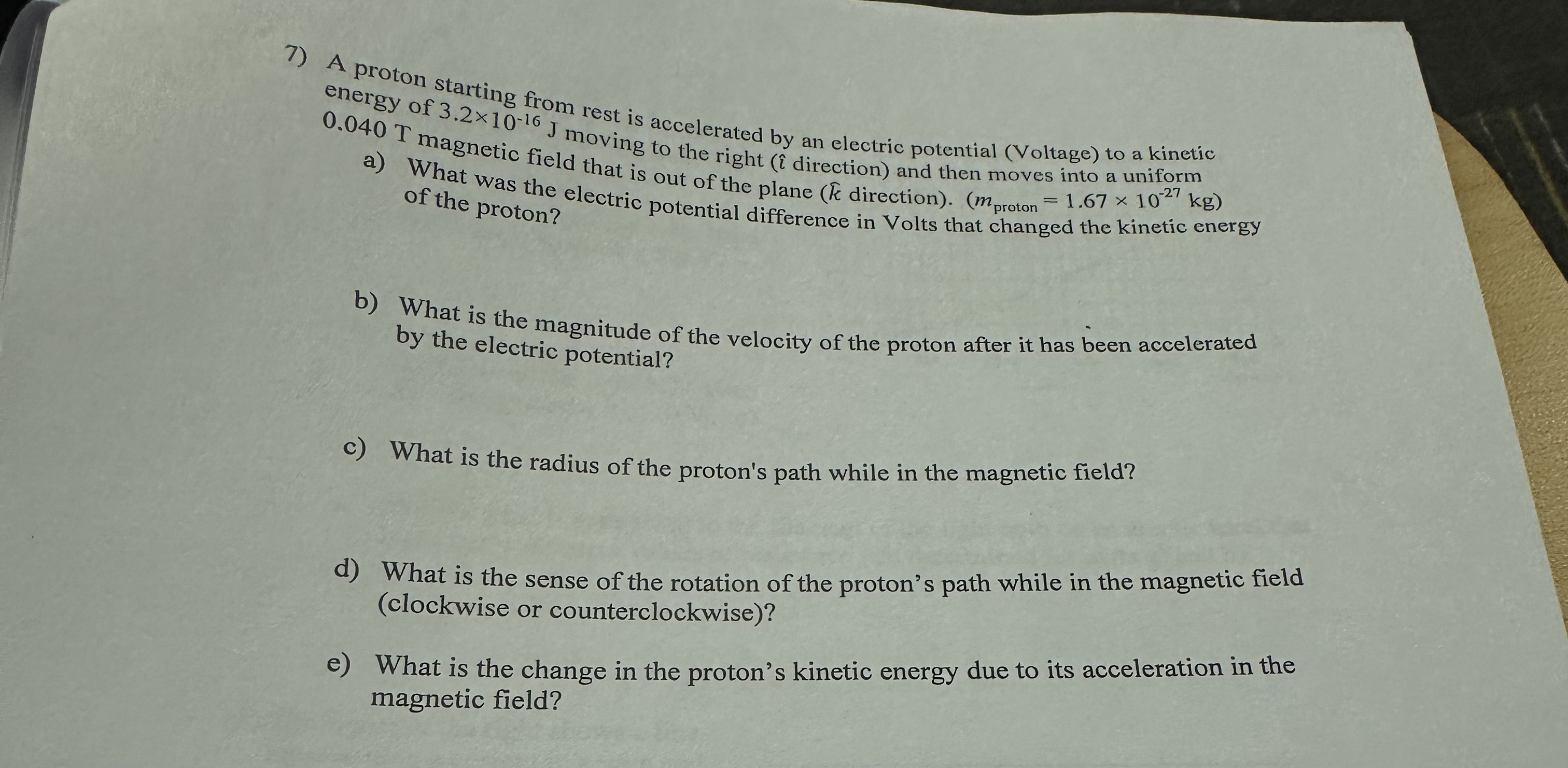A proton starting from rest is accelerated by an
