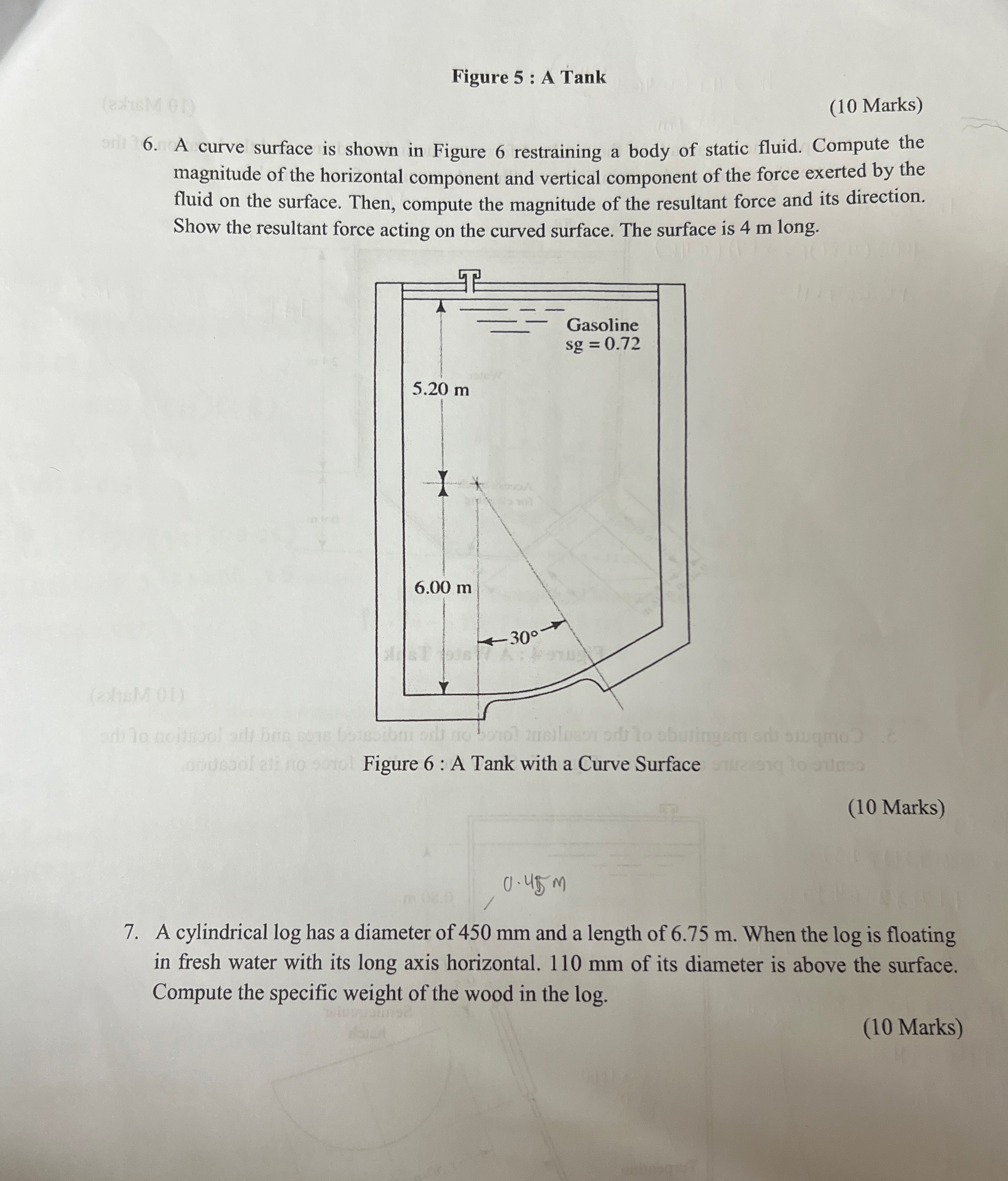 Figure 5 : A Tank ( 1 0 Marks ) 6 . A curve