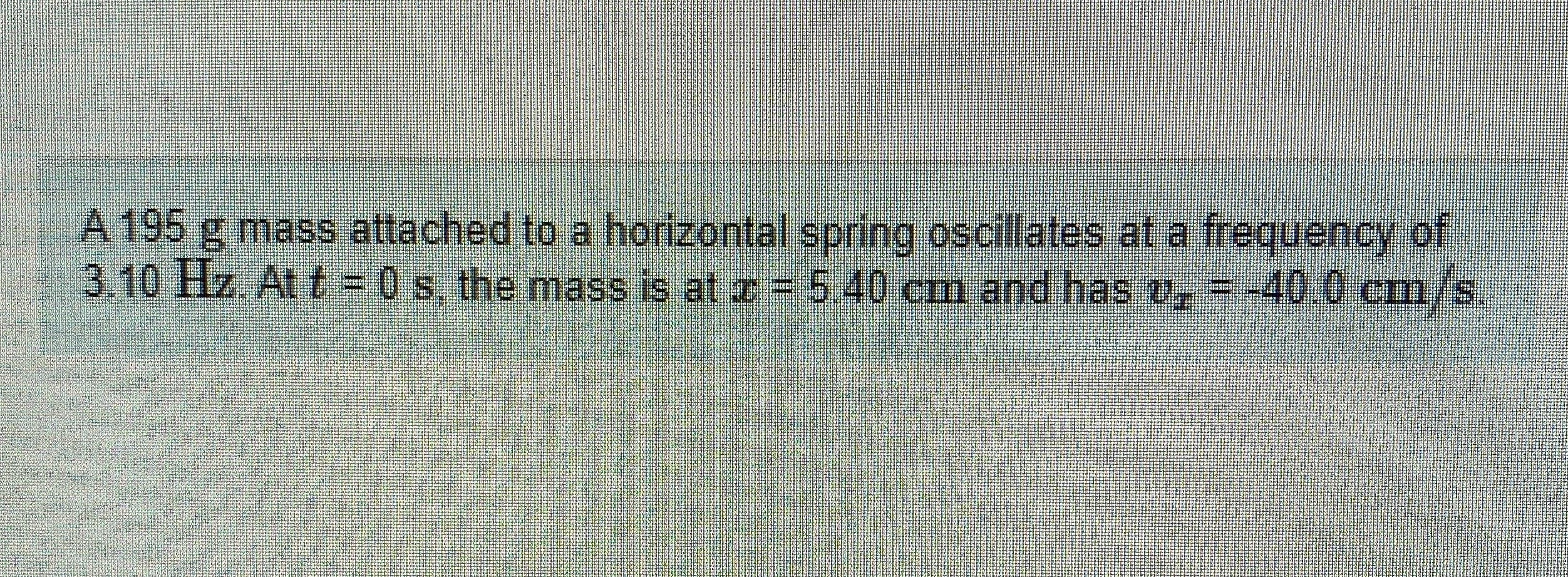 A 1 9 5 g mass attached to a horizontal spring