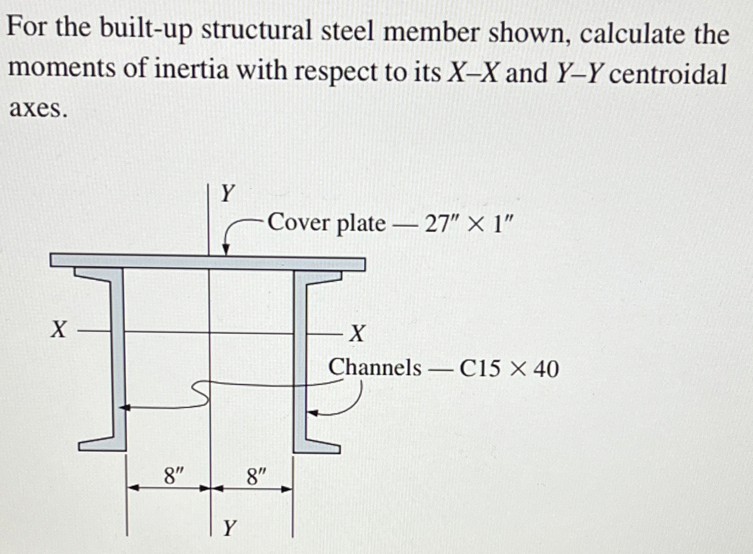 For the built - up structural steel member shown,