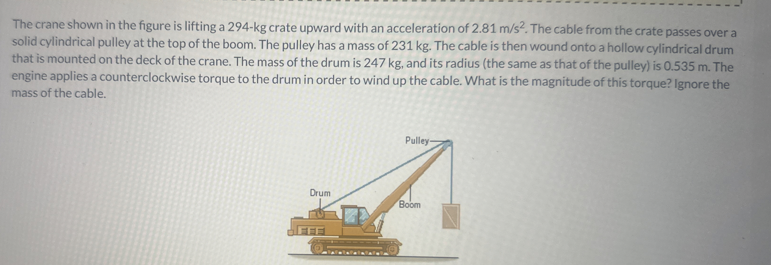 The crane shown in the figure is lifting a 2 9 4