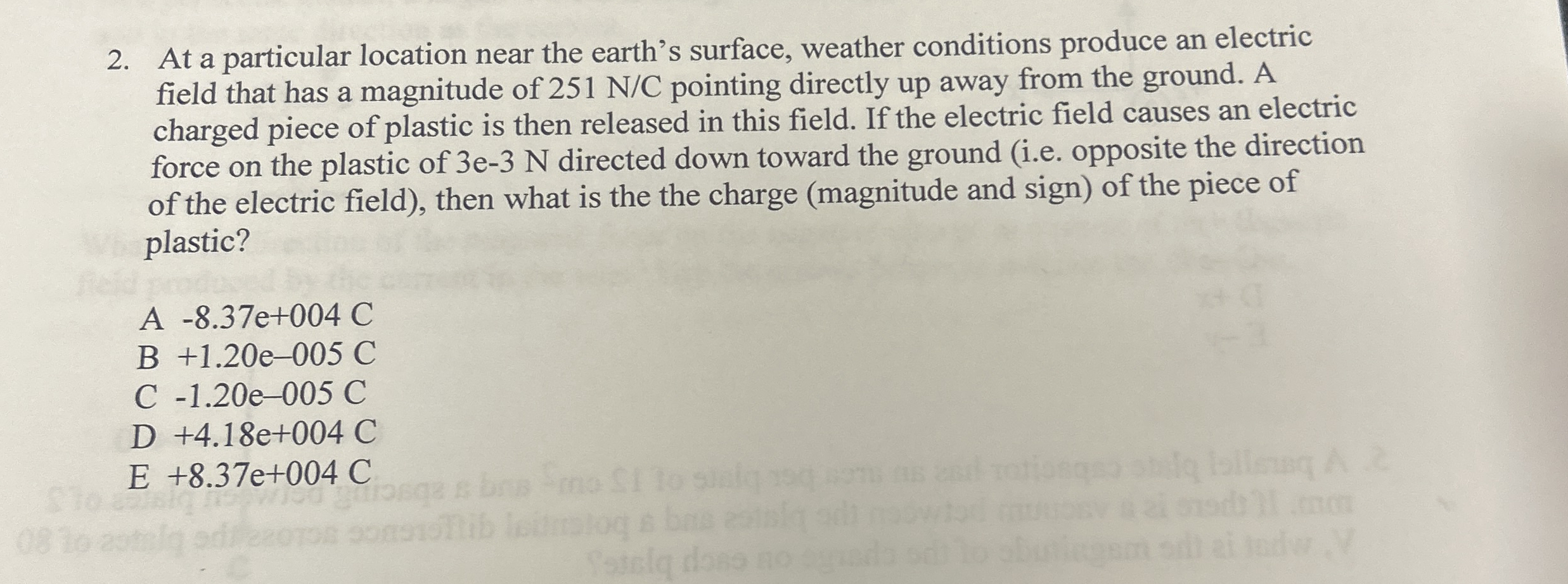 At a particular location near the earth's