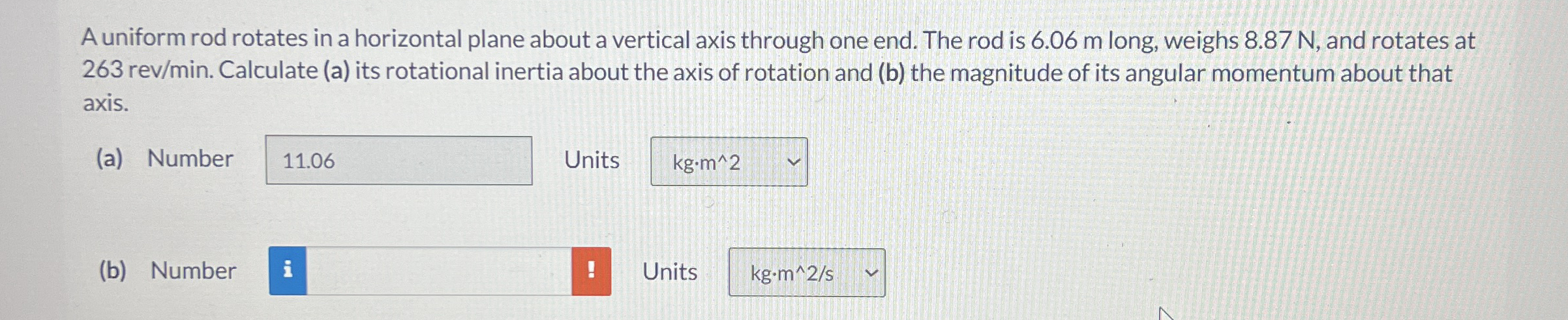A uniform rod rotates in a horizontal plane about