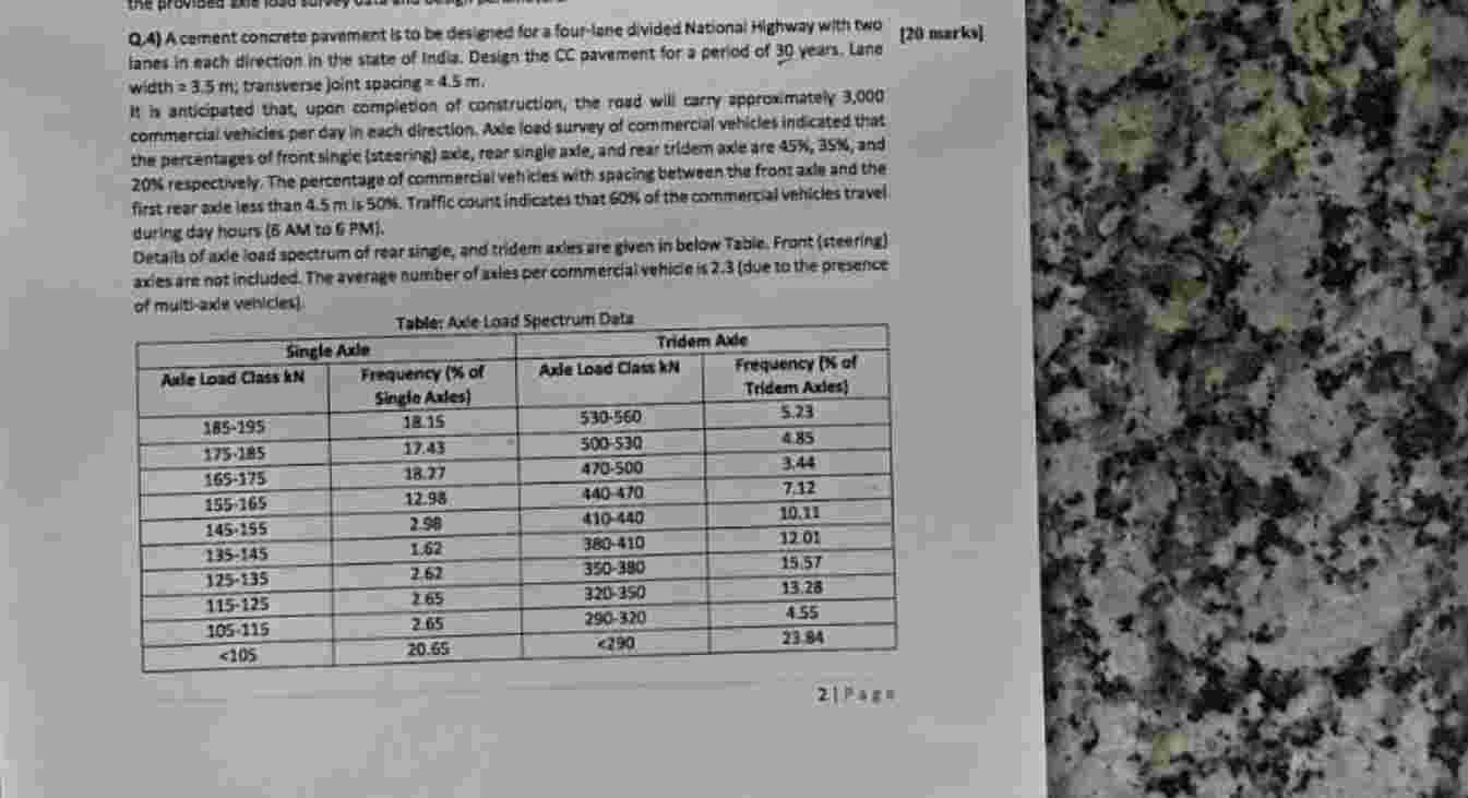 Q . 4 ) A cerment concerte paviment is to be