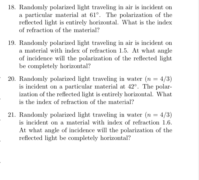 Randomly polarized light traveling in air is