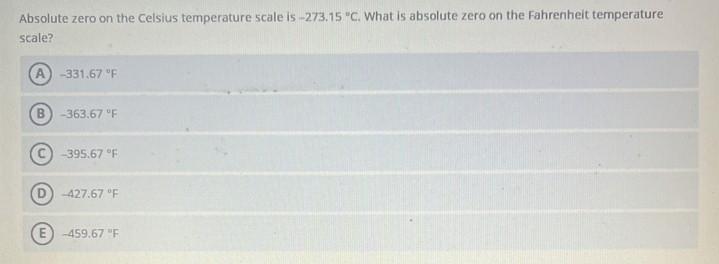 Absolute zero on the Celsius temperature scale is