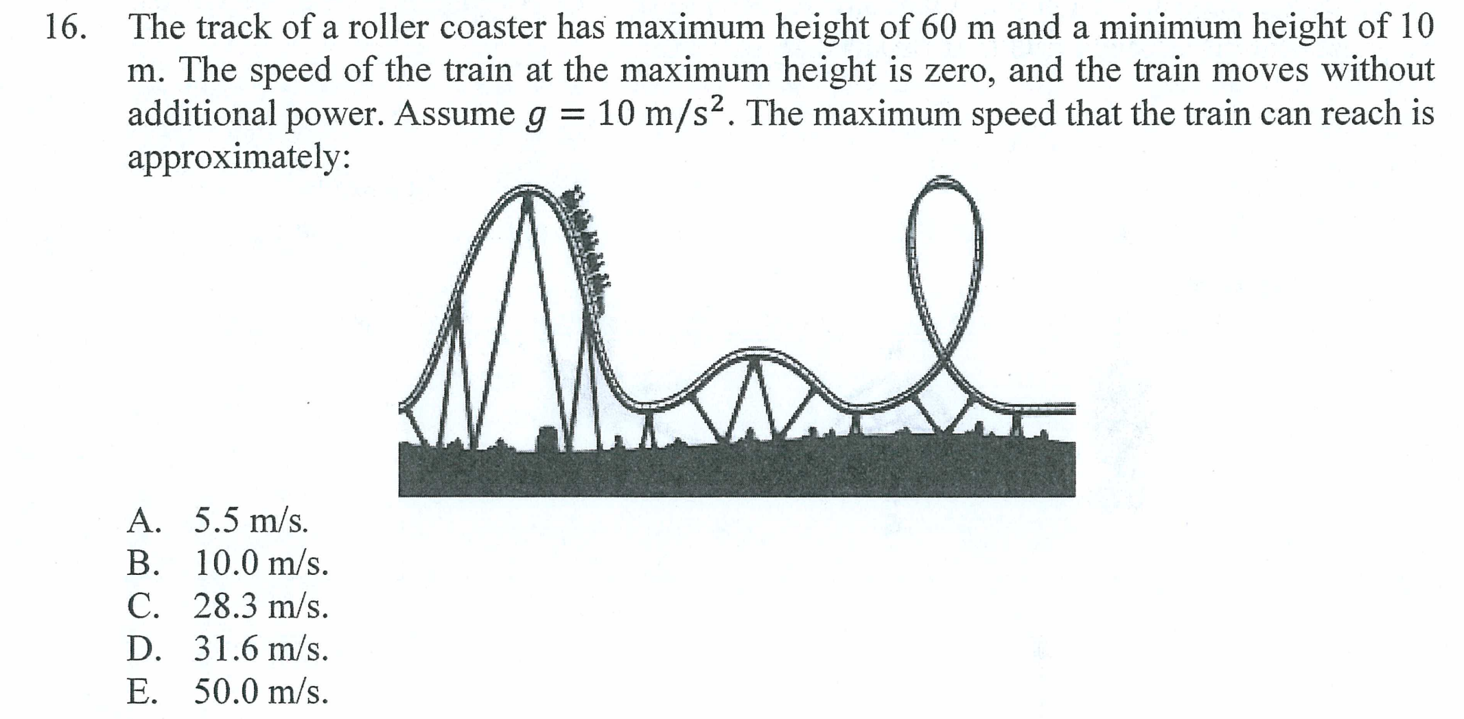 The track of a roller coaster has maximum height