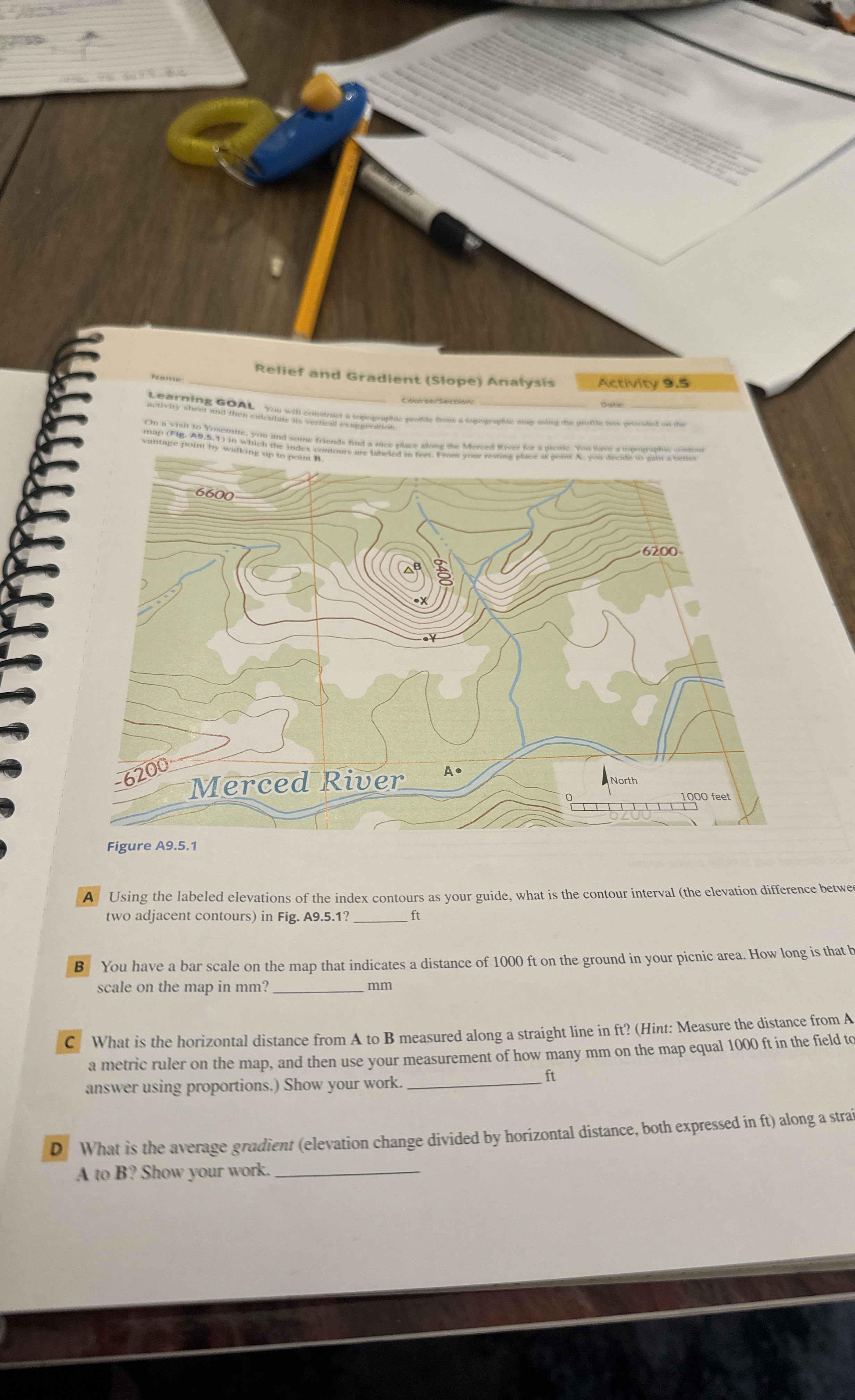 A Using the labeled elevations of the index