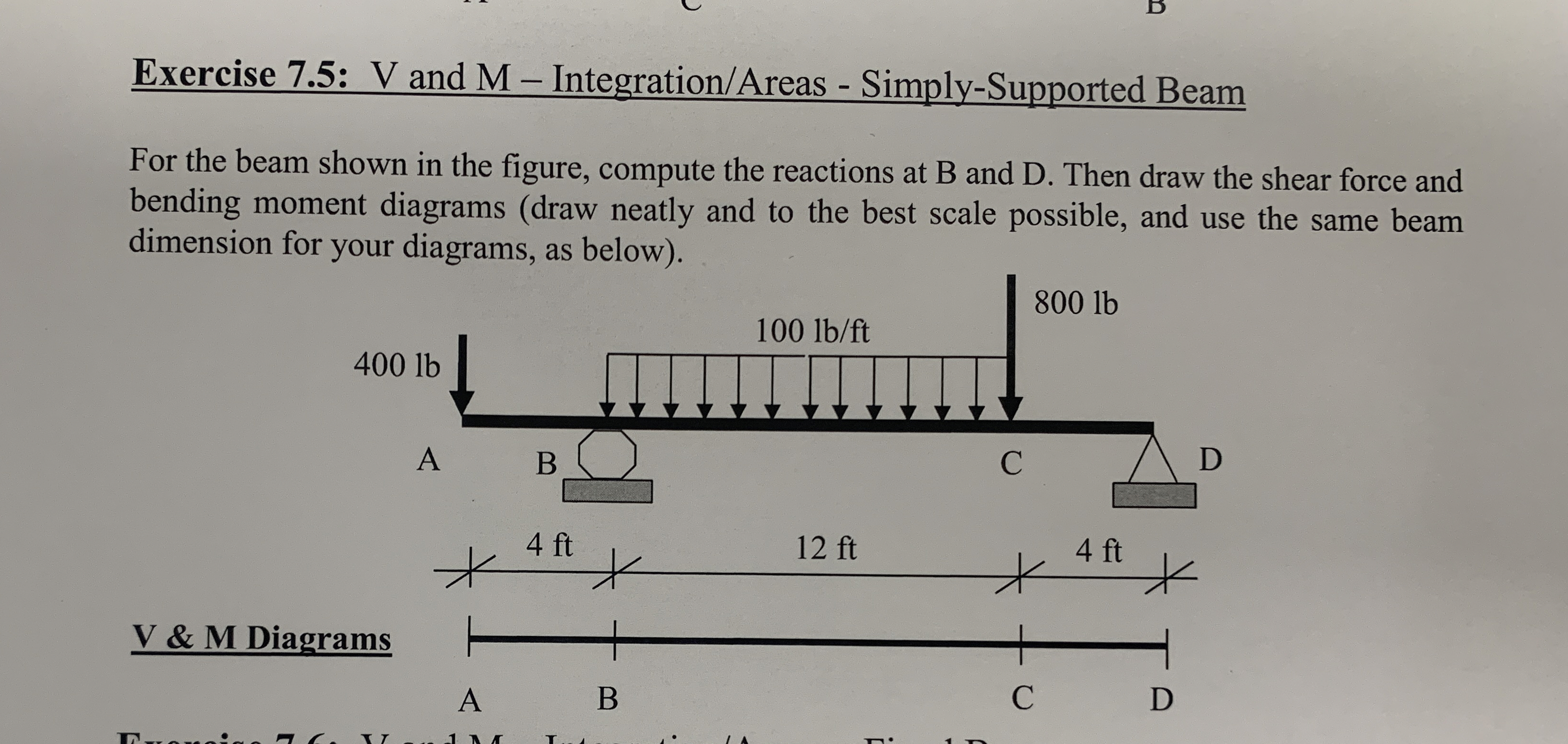 Exercise 7 . 5 : V and M - Integration / Areas -