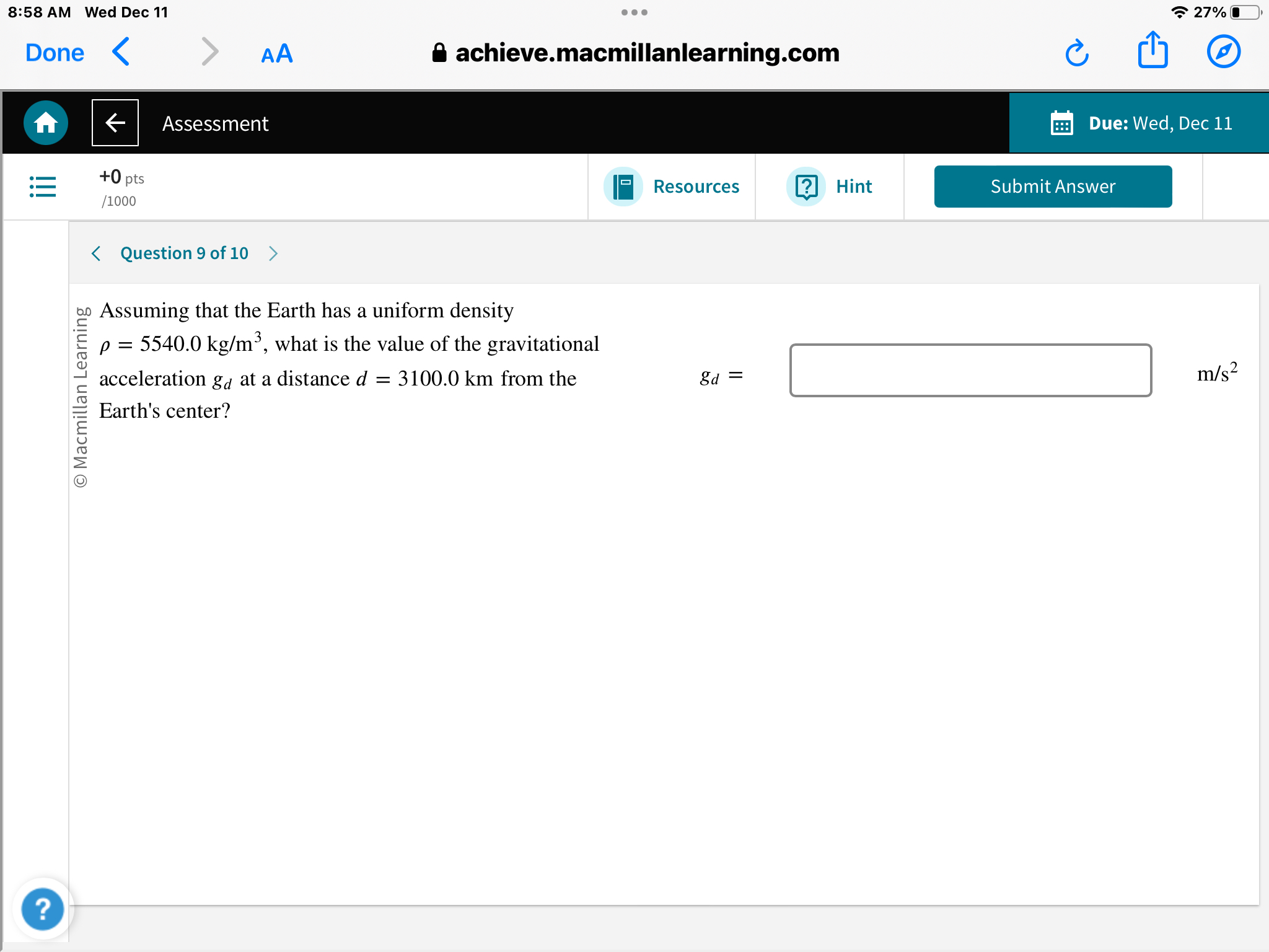 8 : 5 8 AM Wed Dec 1 1 2 7 % Done AA @