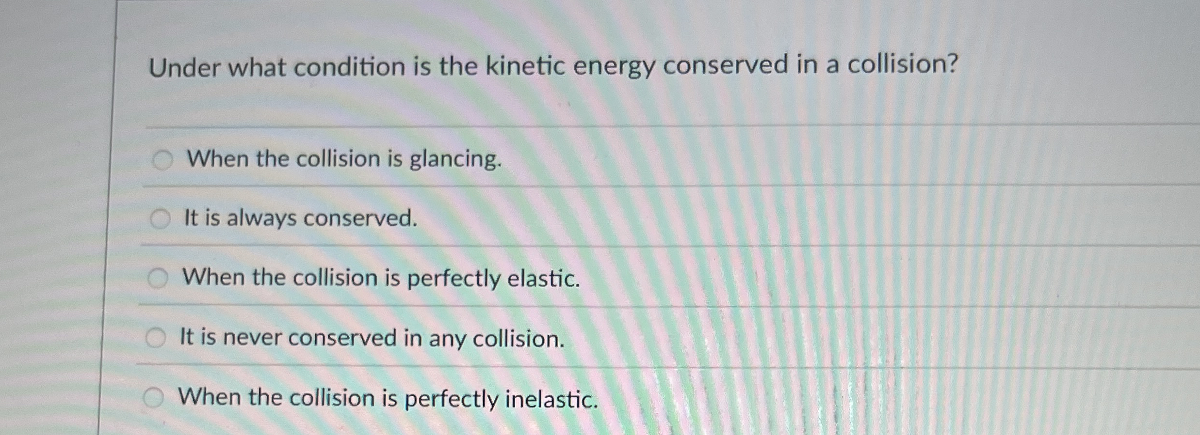 Under what condition is the kinetic energy