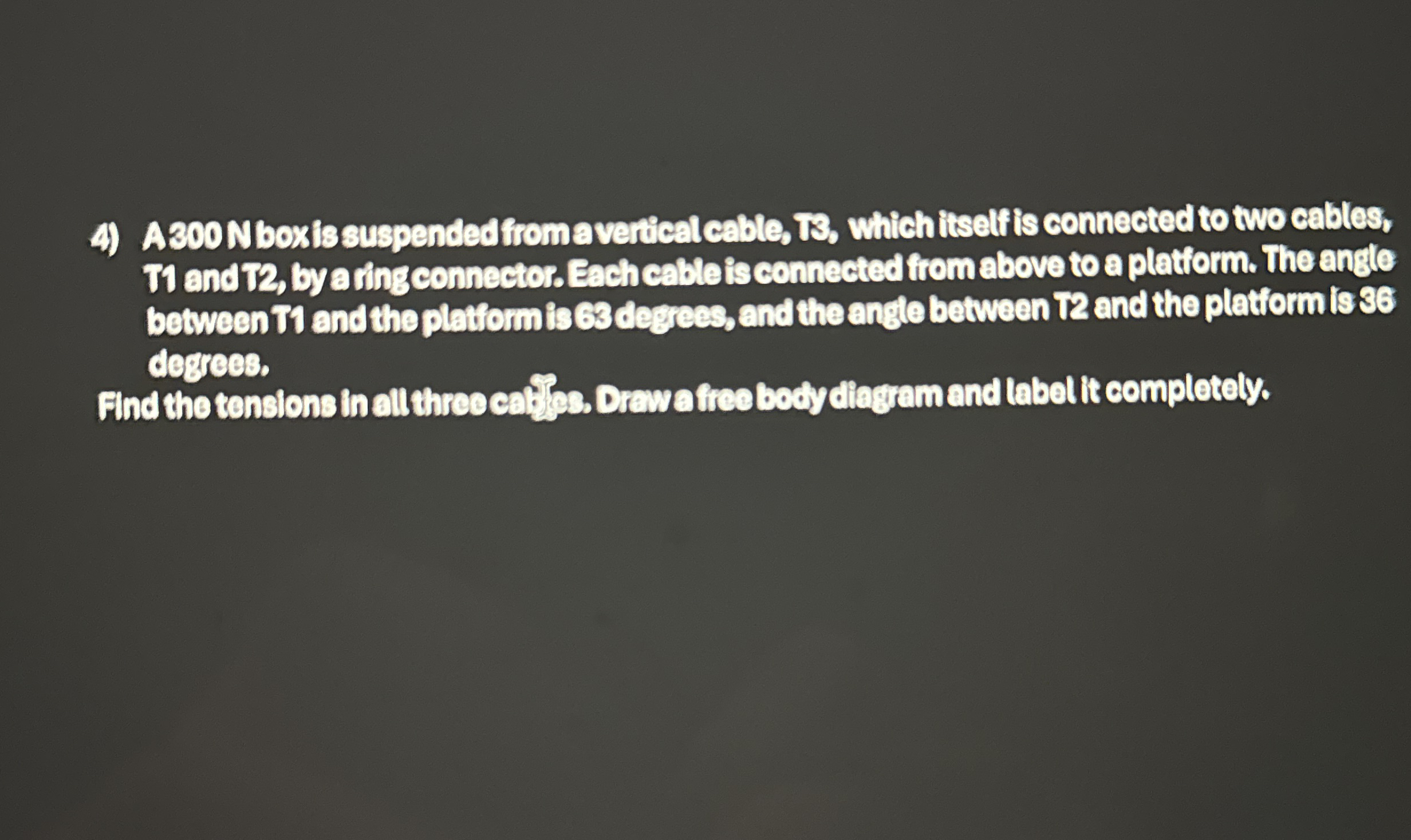 A 3 0 0 N boxts suspended from vertical cable, 1